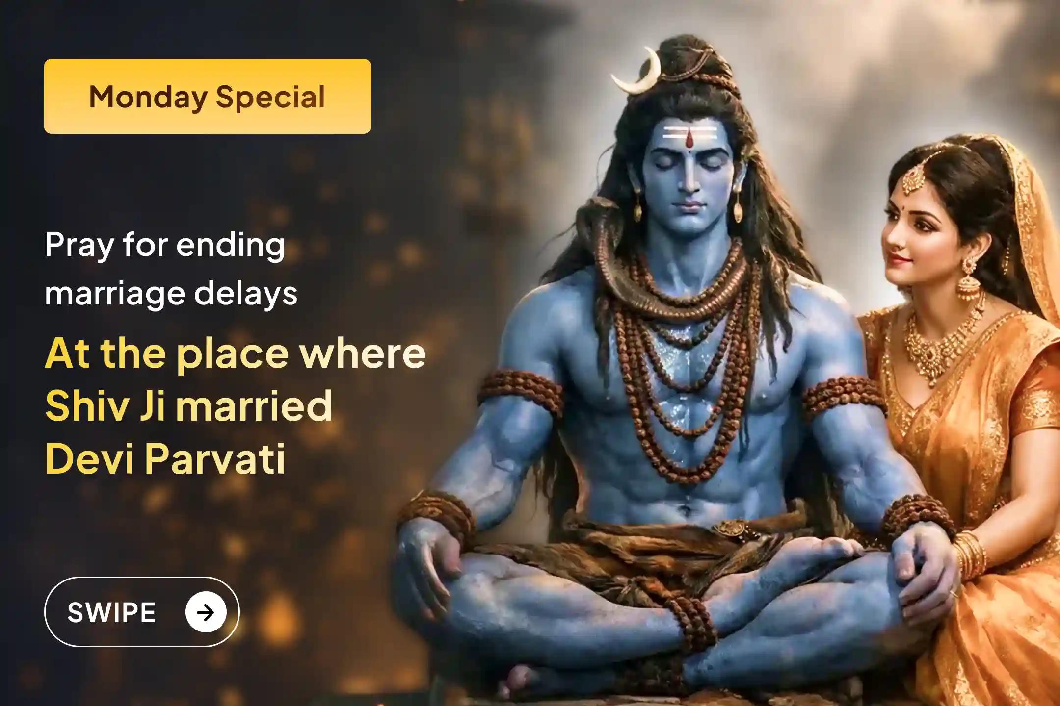 🔱 This wedding season, at the sacred place where Shiva and Parvati were married, pray to remove delays in marriage and seek divine guidance for the right life partner and a harmonious union your heart has long awaited 🕉️