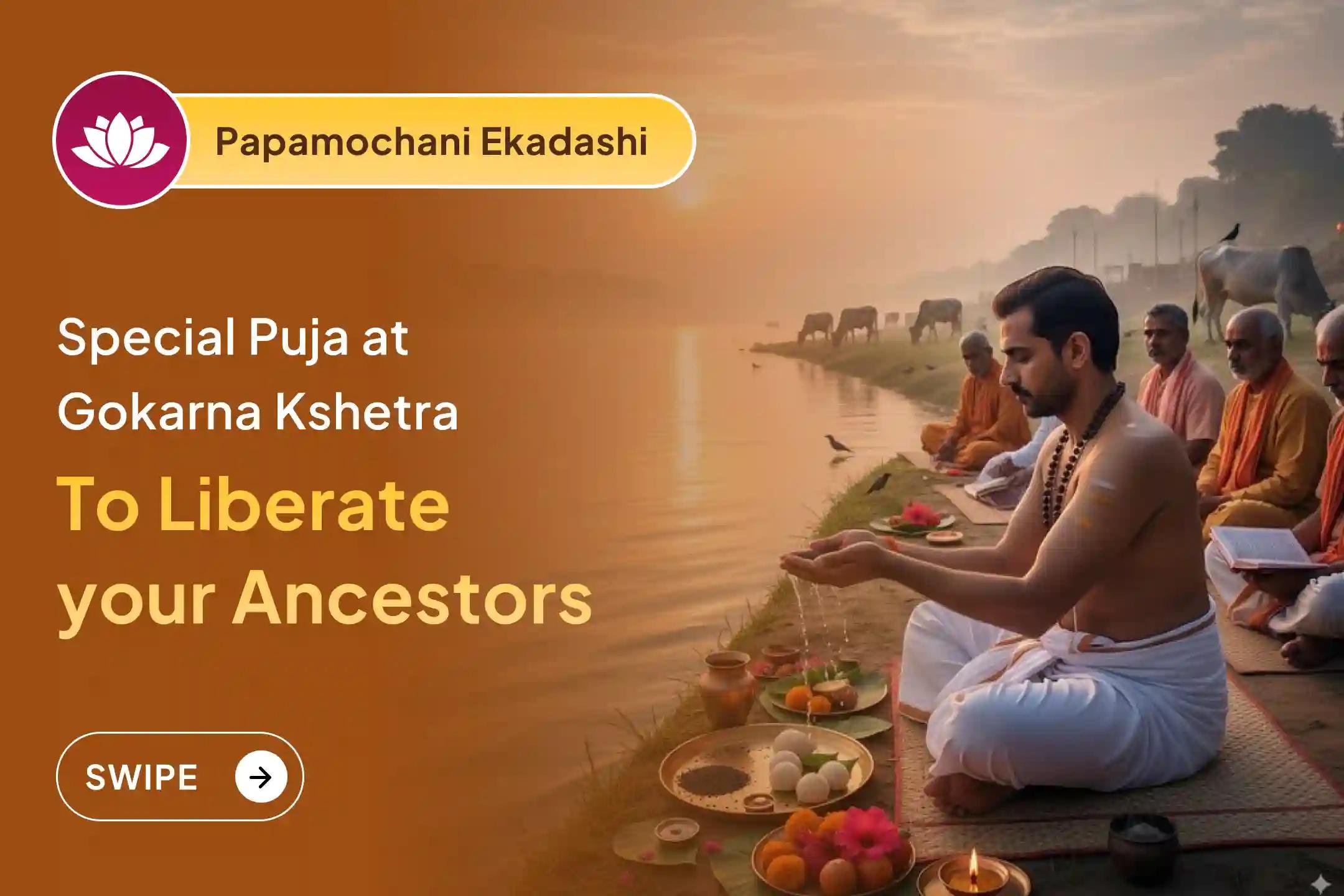 Participate in the Ekadashi Dakshin Kashi Gokarna Teerth Kshetra Special Narayan Bali Puja, Tripindi Shradh Puja, and Tila Homa to Seek Relief from Ancestral Curses and Bring Peace to Departed Souls