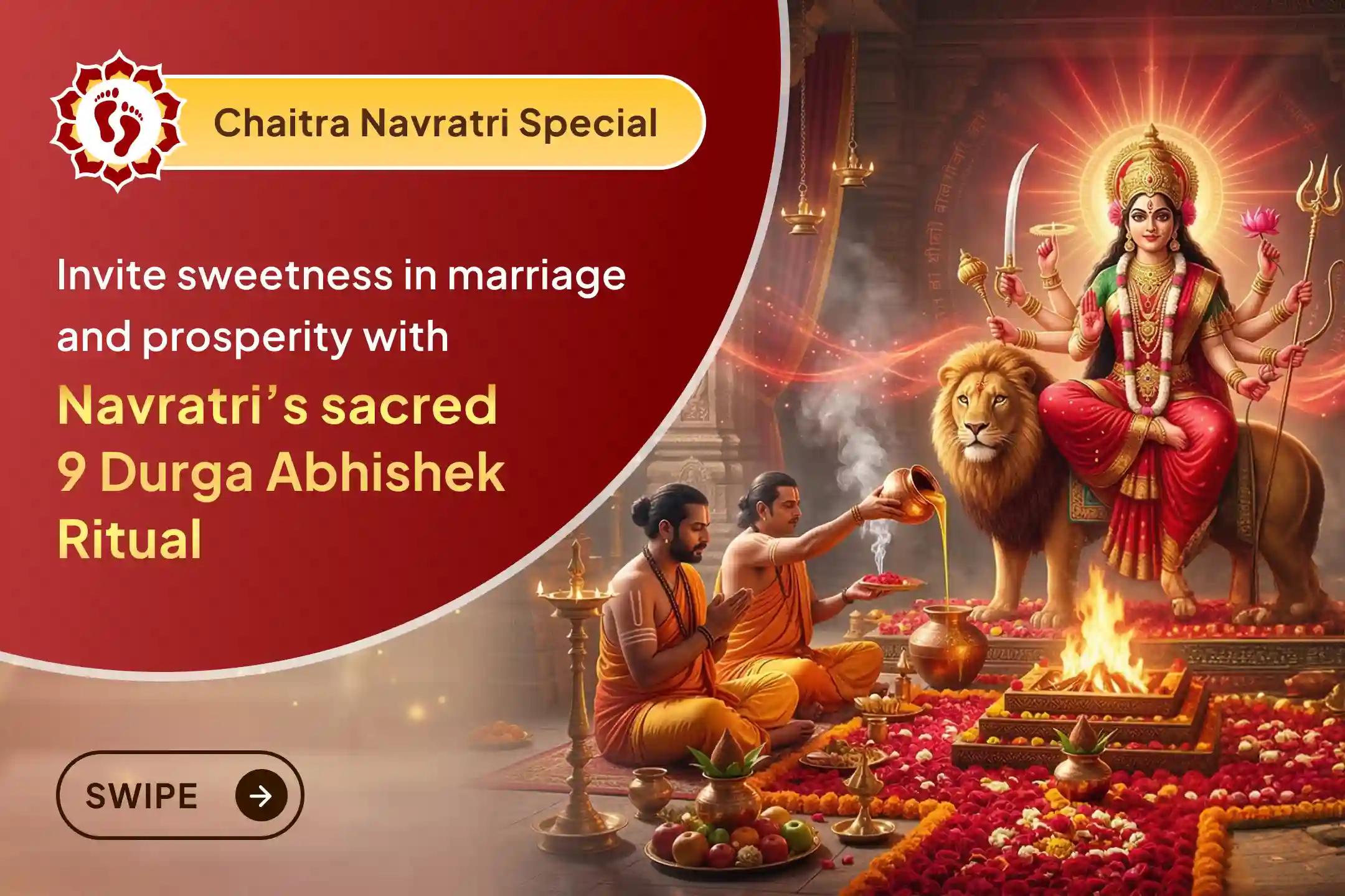 ✨ On Navratri’s first day, invoke Maa Durga’s grace with Madhu and Fal Ras abhishek to attract marital harmony, sweetness, prosperity, and abundance. 🌺🙏