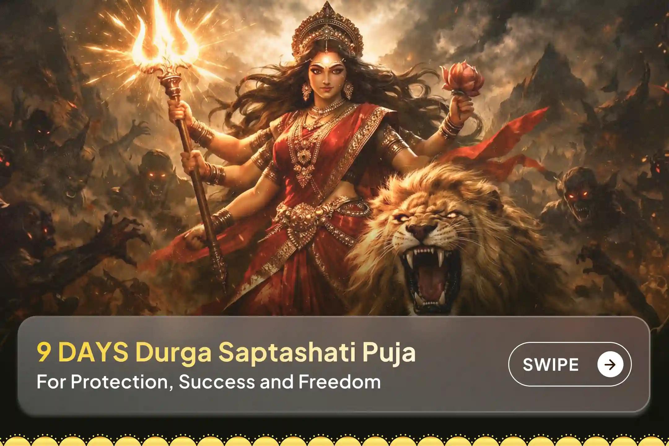 Invoke the divine power of 9 Shaktipeeths with a 9-day Akhand Gandh Abhishek and Durga Saptashati Paath for protection, success, and obstacle removal. 🔱🪔