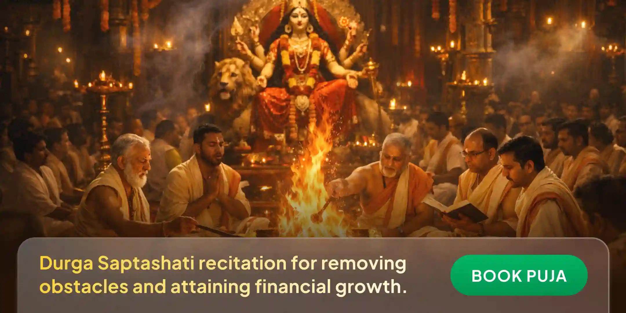 Shatachandi Mahayagya with 100 Durga Saptashati Recitations and Havan using 21 kg Cloves, Black Pepper, and Red Sandalwood