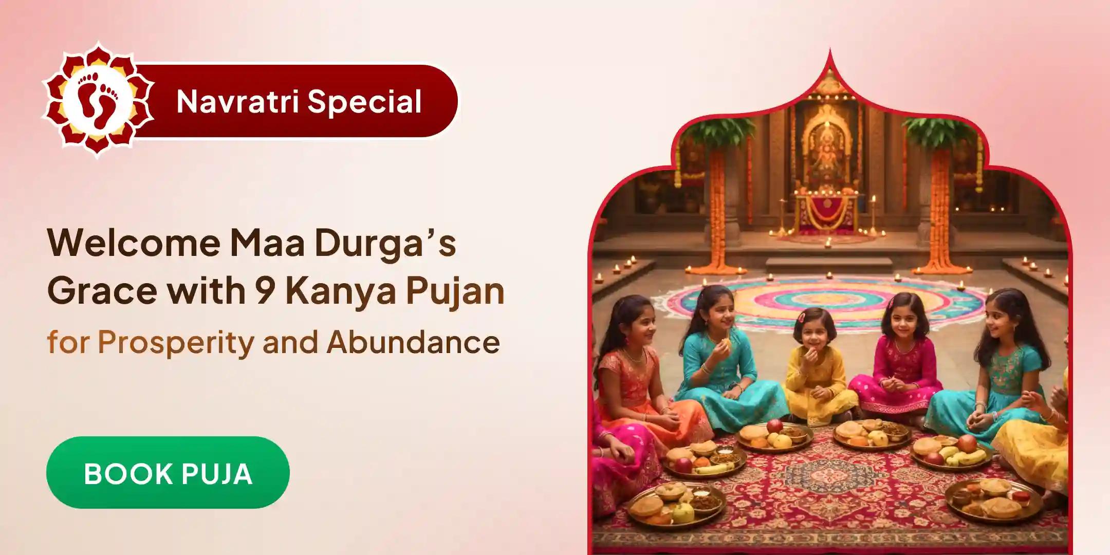 9 days Nav Durga Path and daily 9 Kanya Puja and Bhojan and Yagya