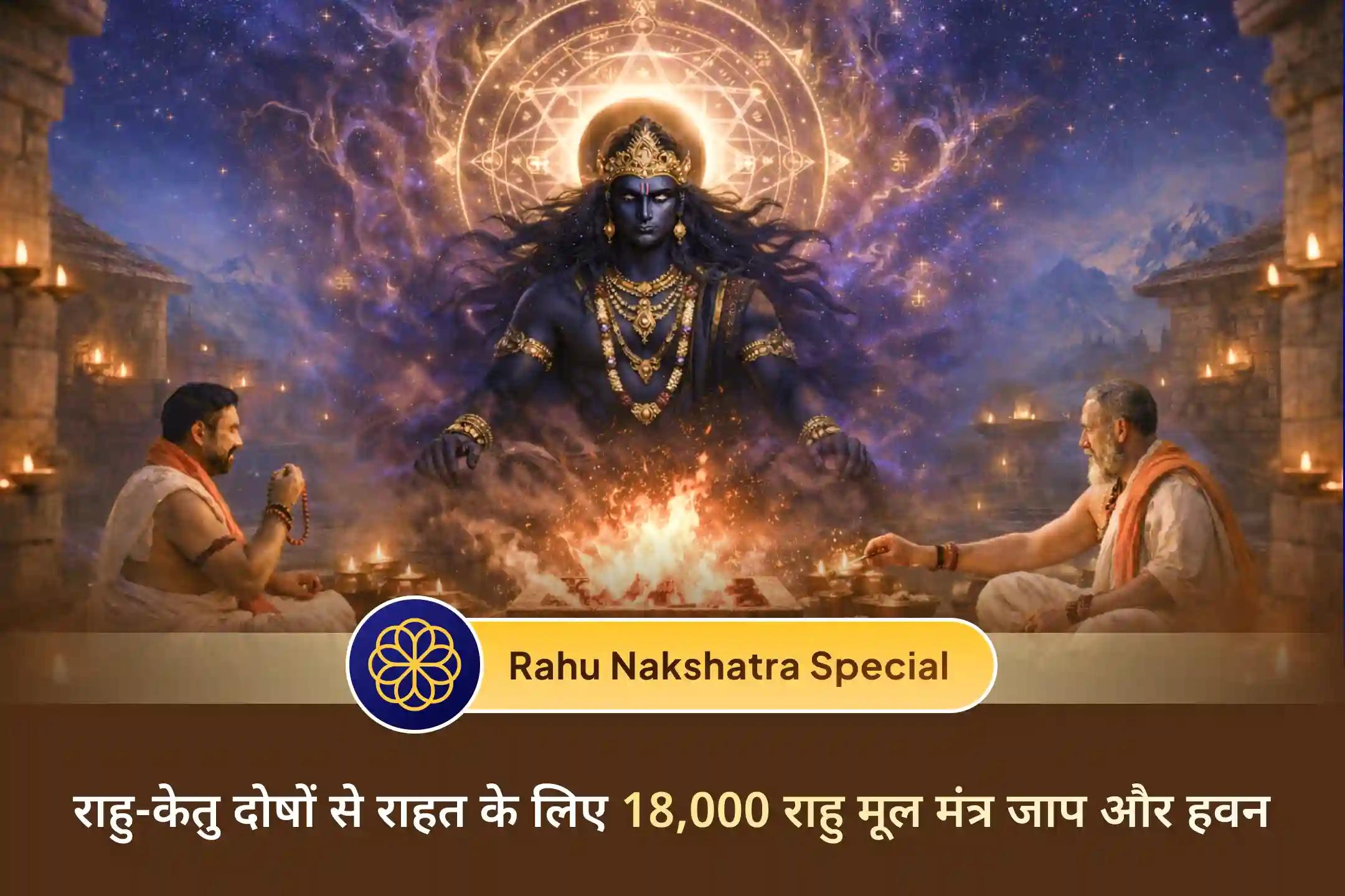 💫इस गुरुवार आर्द्रा नक्षत्र के पावन समय में 18,000 राहु मूल मंत्र जाप और दशांश हवन के माध्यम से राहु और भगवान शिव का आशीर्वाद प्राप्त करें।💫