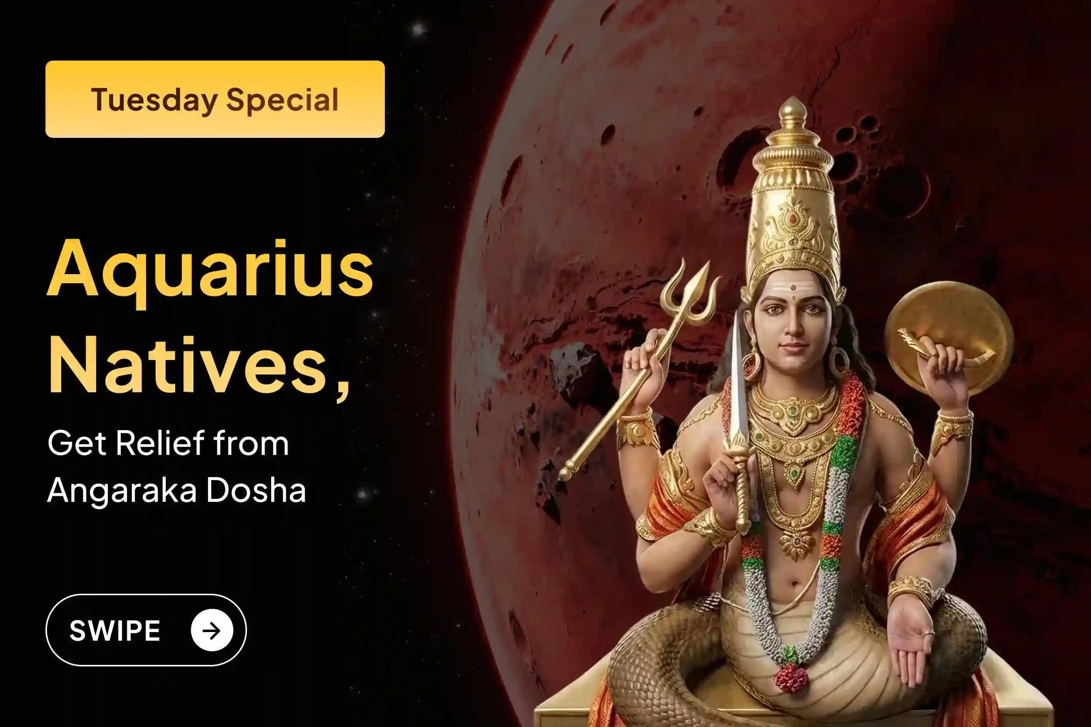 🕉️ Participate in the Angaraka Dosha Special Shanti Puja for the rare alignment of Rahu-Kuja in Kumbha (Aquarius) for protection from sudden, tragic events, legal traps, and neutralizing the Angaraka Dosha effect 🙏