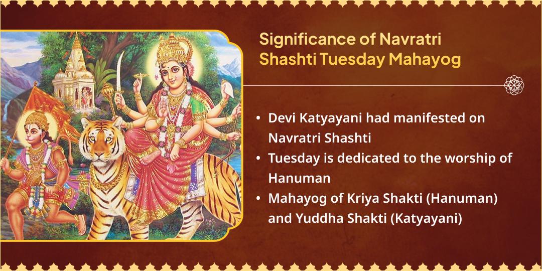 Navratri Shashti Tuesday Mahayog Devi Katyayani Angrakshak Veer Hanuman Chadhava