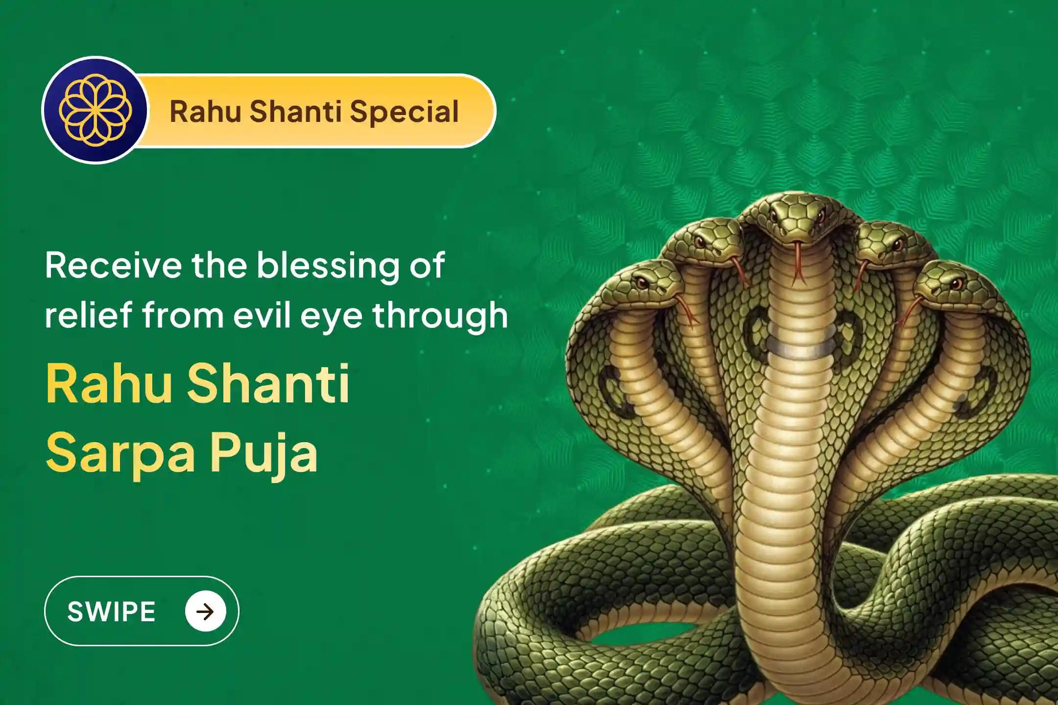 If work gets spoiled repeatedly, the mind remains unstable, and negative influences do not leave you, then find balance, relief, and a new direction to move forward in life through Rahu Shanti Puja.