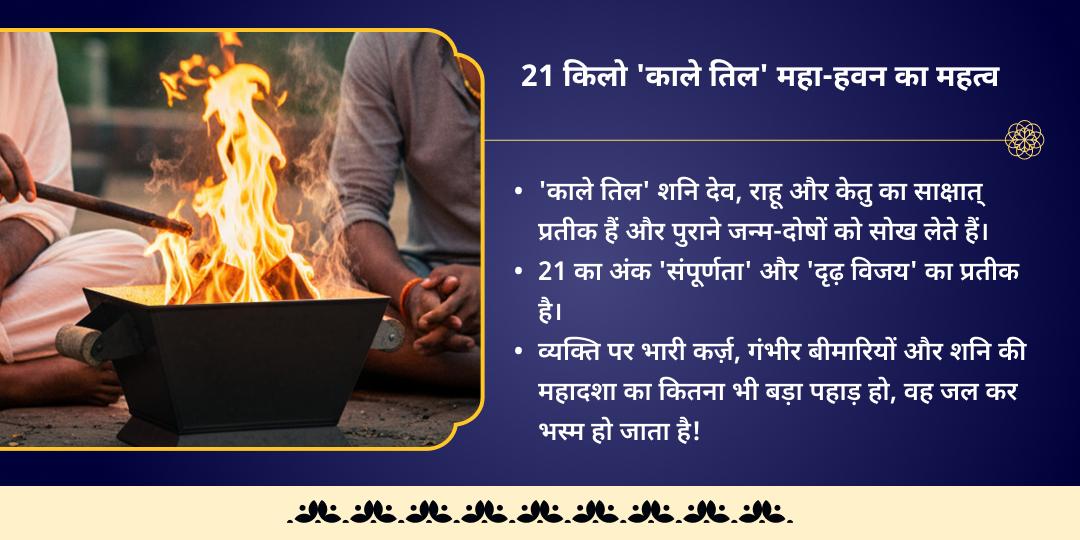 शनि उदय नवग्रह शांति 21 किलो काले तिल महा-हवन आहुति