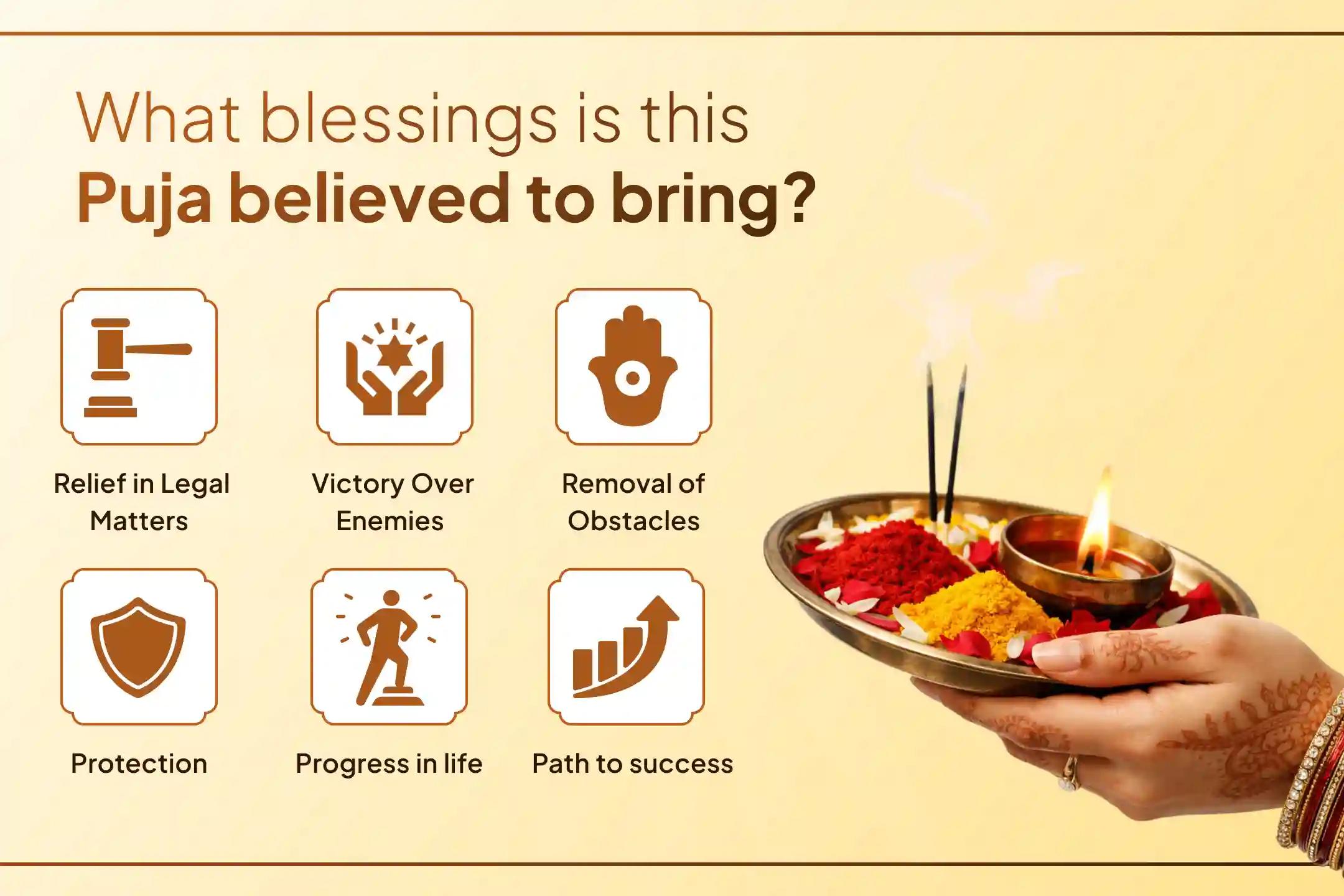 If you or a family member is trapped in legal complications or facing opposition from enemies who are blocking your success, then you must take part in this Legal Victory Sankalp Puja. Maa Bagalamukhi’s divine blessings will surely be upon you!