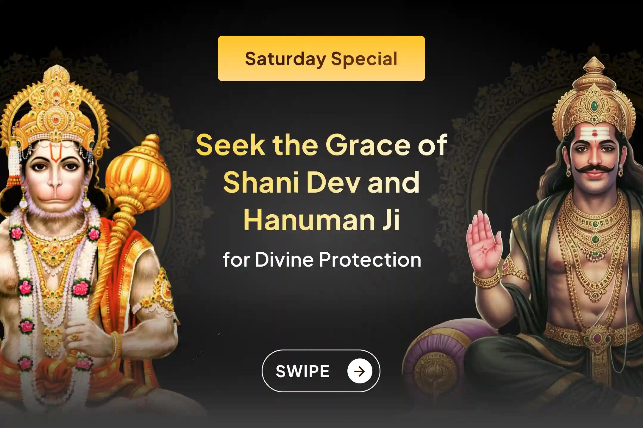 A divine ritual to receive the combined blessings of Shani Dev and Hanuman Ji! Join this sacred anushthan performed by 21 Brahmins to gain blessings of relief from negativity,  and protection from obstacles in life.🙏
