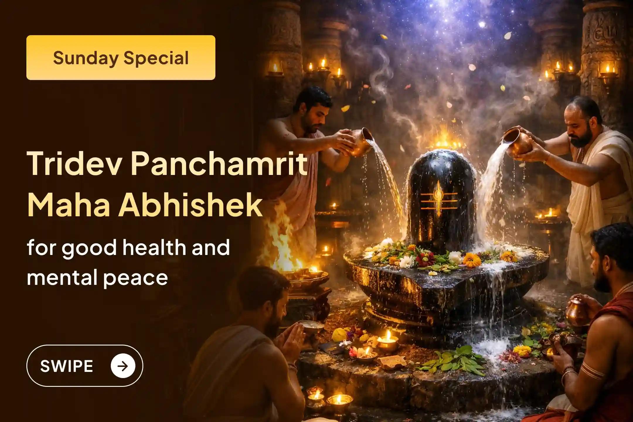 ☀️ Is tiredness in the body and restlessness in the mind increasing? Experience balance and energy in life through the combined grace of Shiva, Surya, and Dhanvantari through this special abhishek of the Tridev.