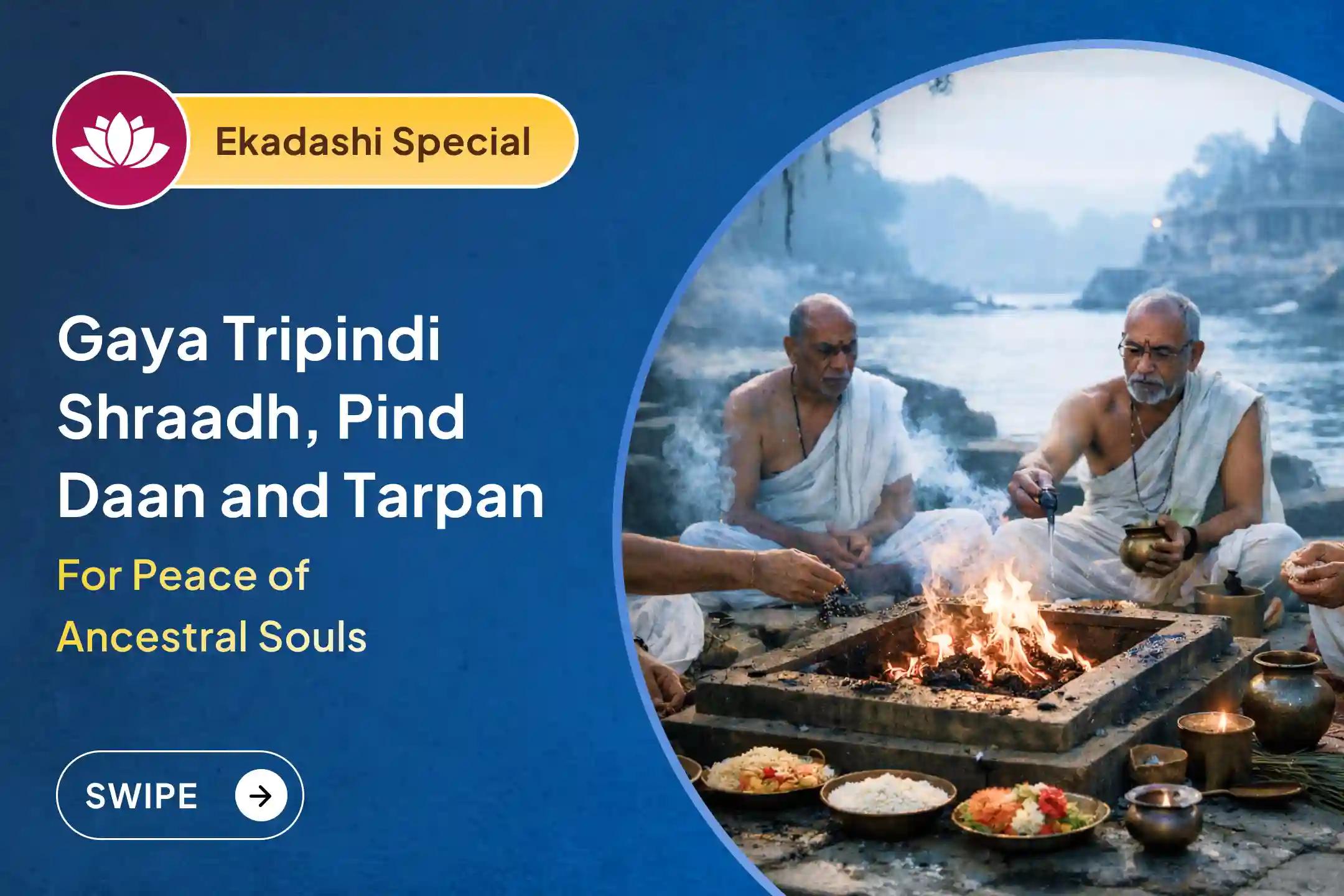 🕊️ Do you feel that the dissatisfaction of your ancestors is affecting your life? On this sacred Ekadashi, open the path to peace and blessings through Tripindi Shraadh and Pind Daan.
