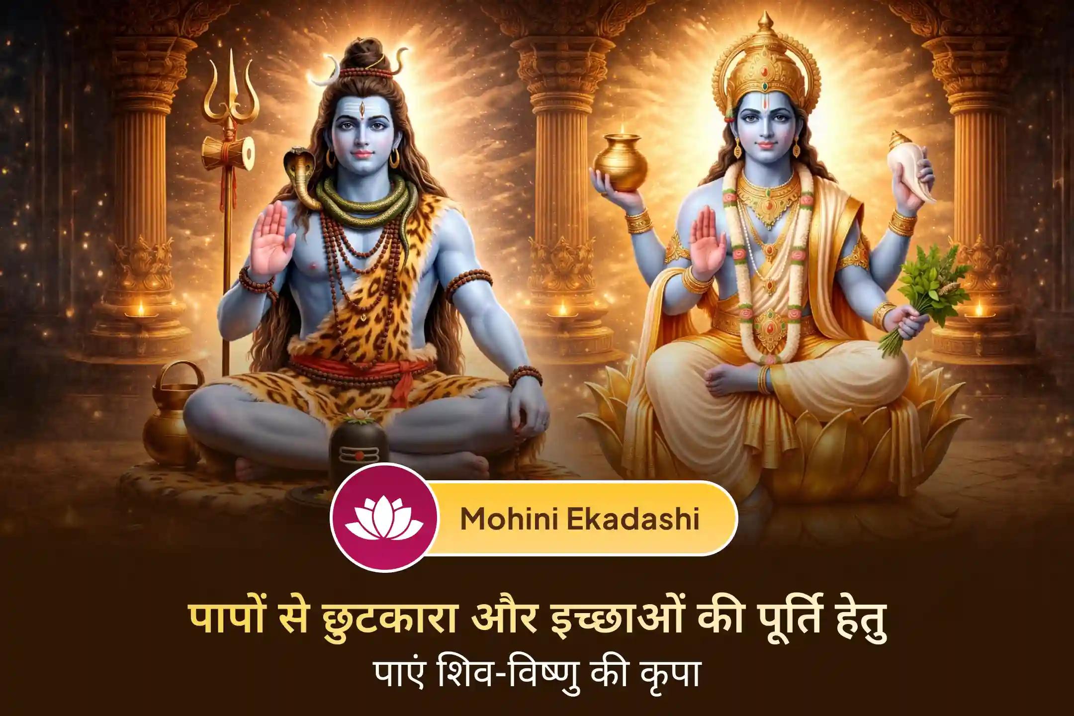 ✨ जब सोमवार और मोहिनी एकादशी का संगम होता है, तब पापों के प्रभाव को कम करने और अपनी इच्छाओं की पूर्ति के लिए शिव जी का आशीर्वाद और विष्णु जी की कृपा प्राप्त करें।