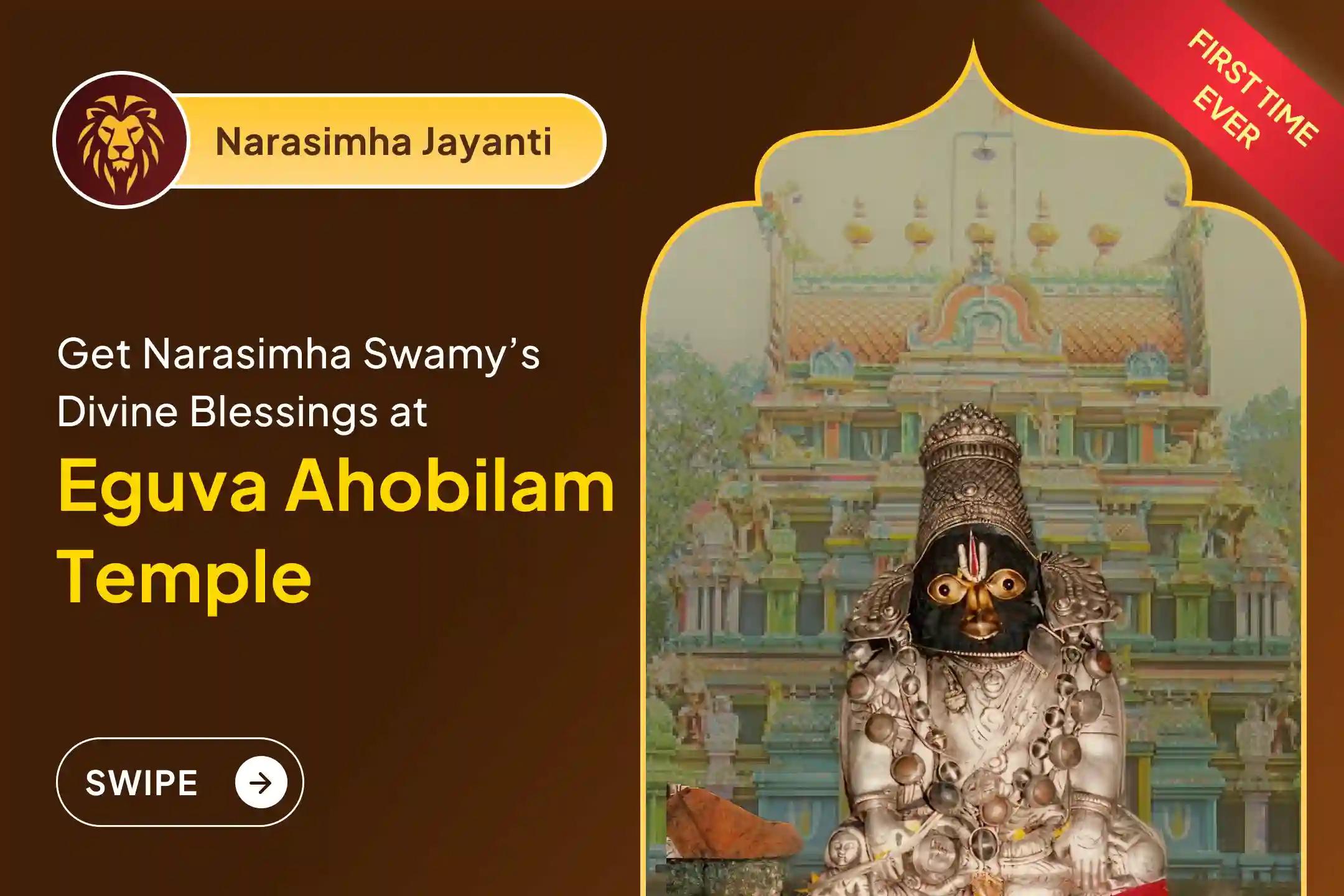 🕉️Participate in the Narasimha Jayanti special Narasimha Sudarshana Homa at the powerful Eguva Ahobilam Temple for the removal of negative and evil forces and victory over enemies🙏