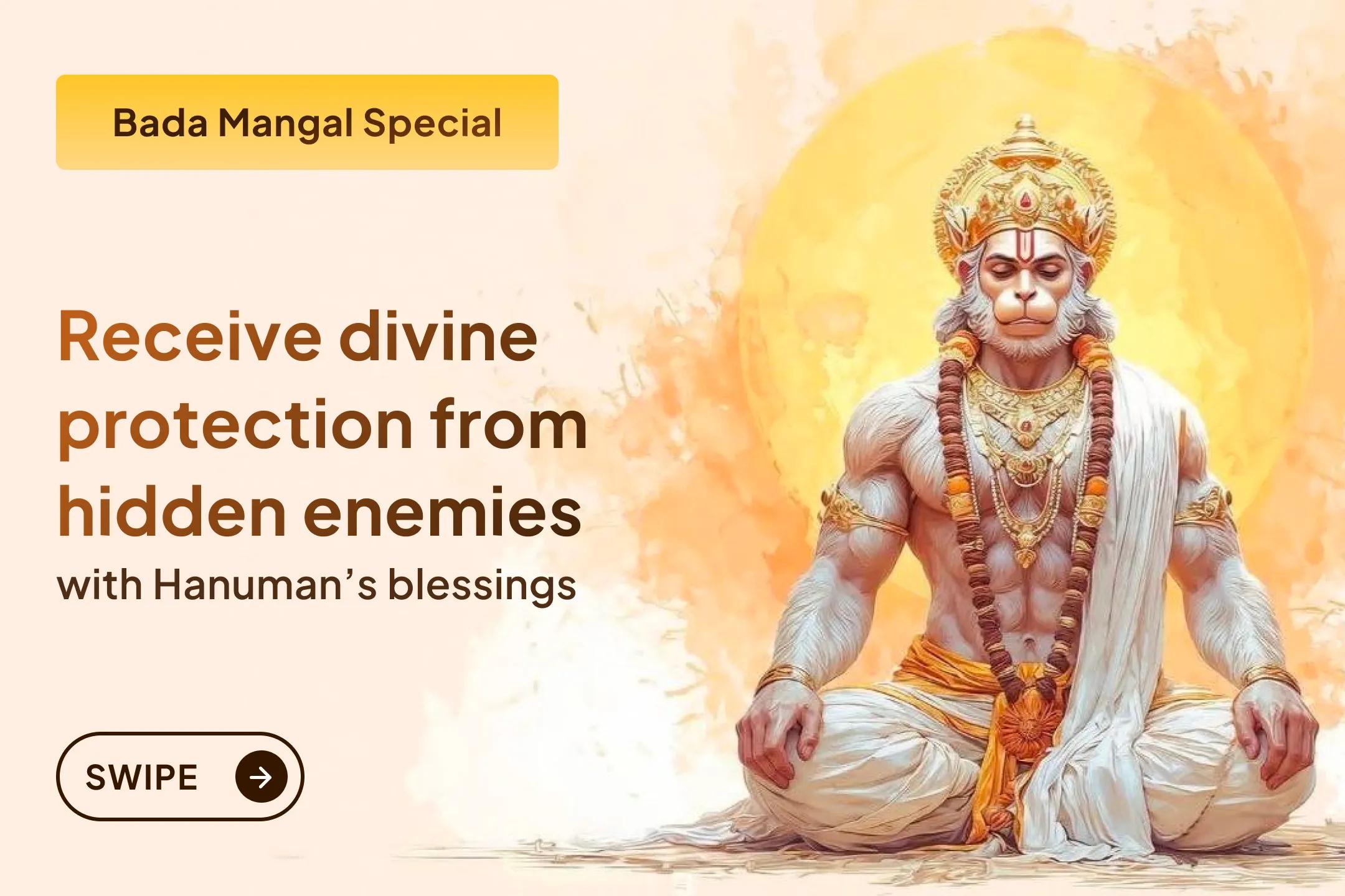🔥 When unexplained obstacles, enemy disturbances, and fear begin to rise in life, join this Vishal Bada Mangal Maha Anushthan through Sri Mandir and receive Hanuman’s powerful blessings of protection, strength, and victory.