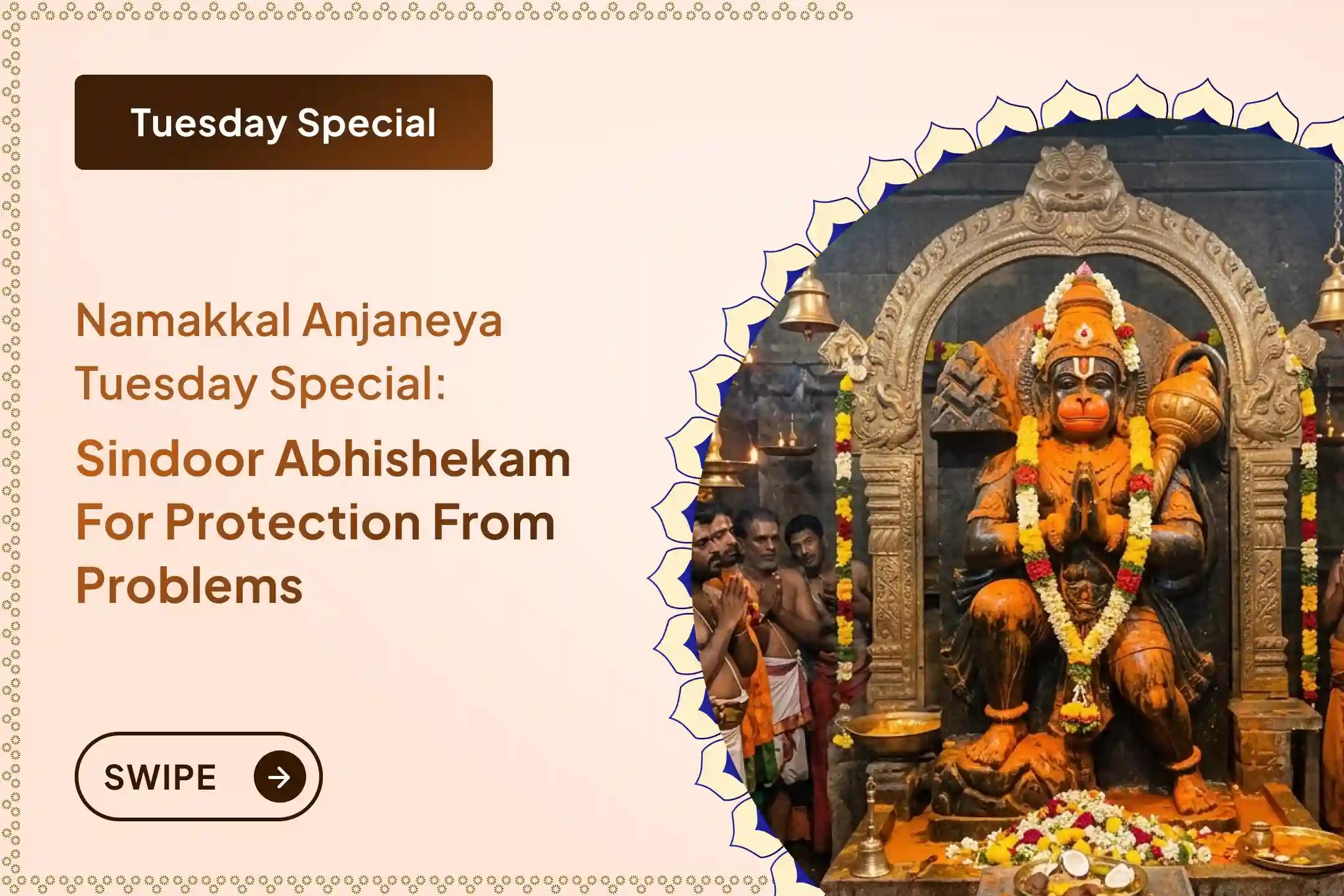 🕉️Participate in the Namakal Anjaneya Saturday Special Anjaneya Swamy Sindhoor Abhishekam and 108 Aku Archana for courage and protection to remove obstacles