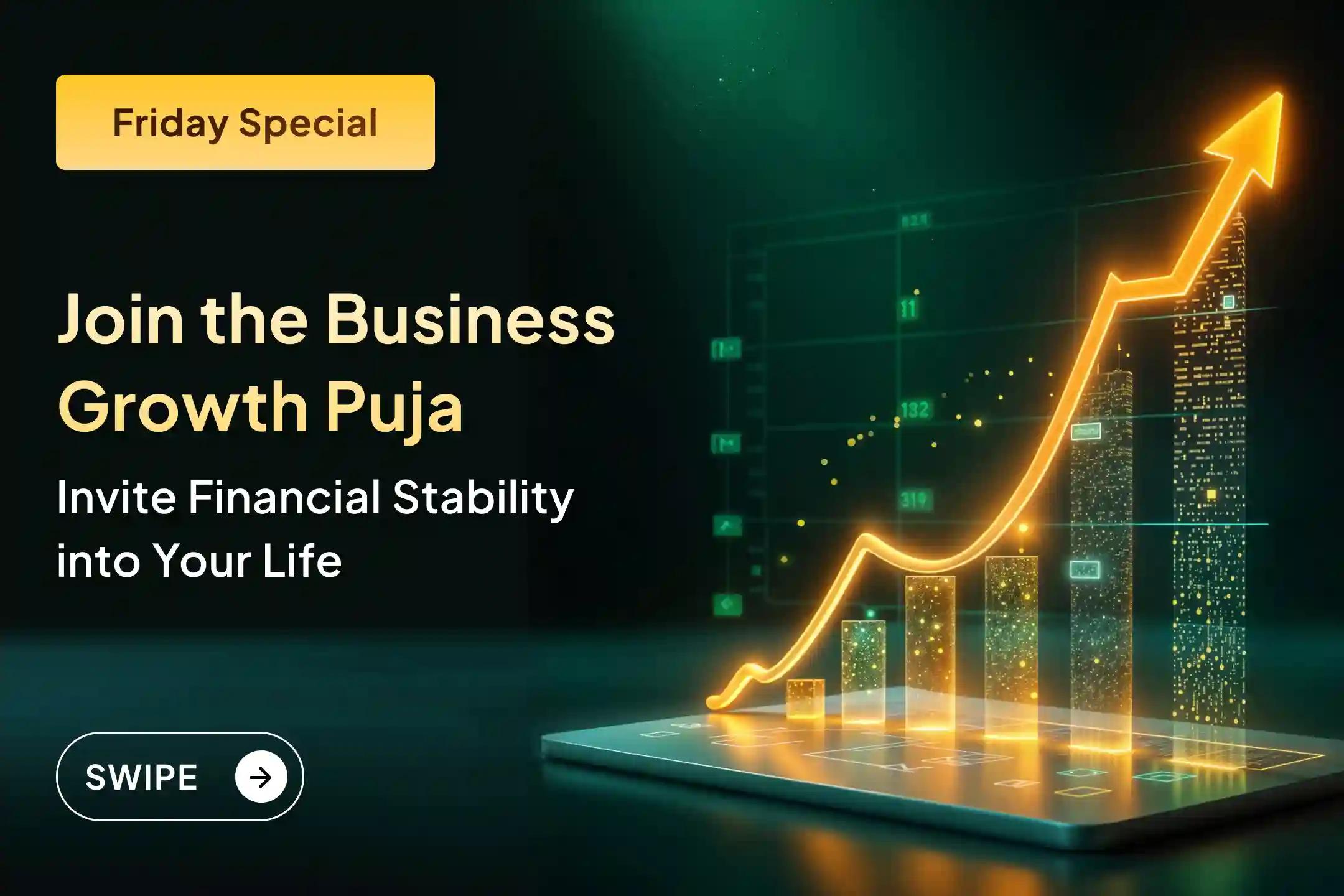💫If your business growth has slowed down and financial stability feels out of reach, then participate in this Friday’s Business Growth Special Puja and receive the blessings of Maa Lakshmi