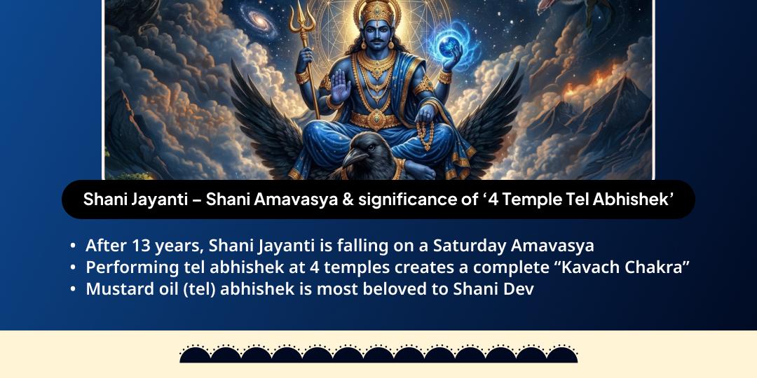 Shani Jayanti–Shani Amavasya 4 Shani Temples Tel Abhishek