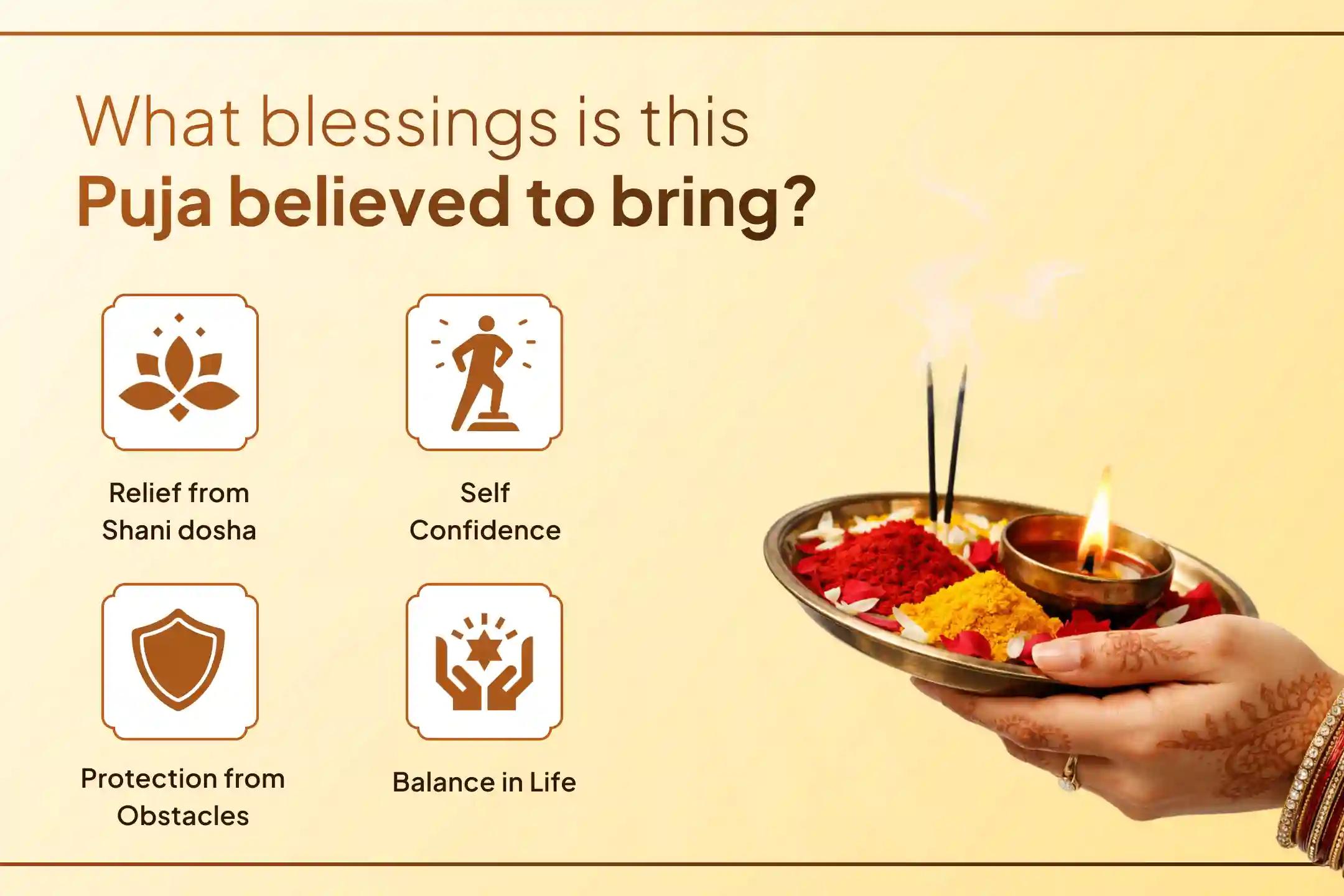 A divine opportunity to receive the combined blessings of Shani Dev and Lord Hanuman on the biggest Shani Amavasya of the year! Through this puja receive protection, success, and relief from all kinds of troubles. 