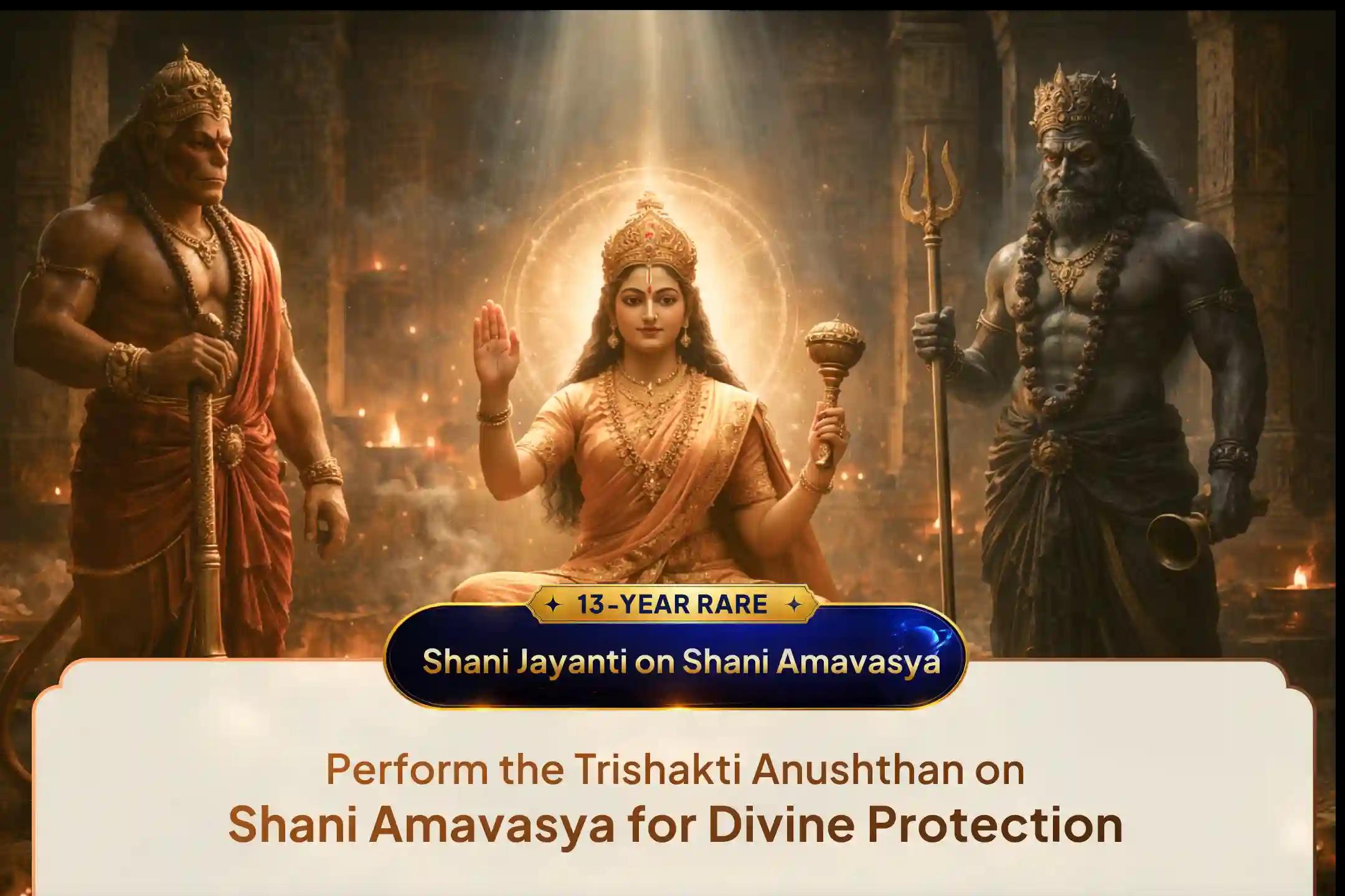 🪐 On the rare coincidence of Shani Amavasya and Shani Jayanti, perform the powerful Bagalamukhi, Kaal Bhairav, and Hanuman Puja to destroy enemies, remove negativity, overcome obstacles, and invoke strong divine protection in life.