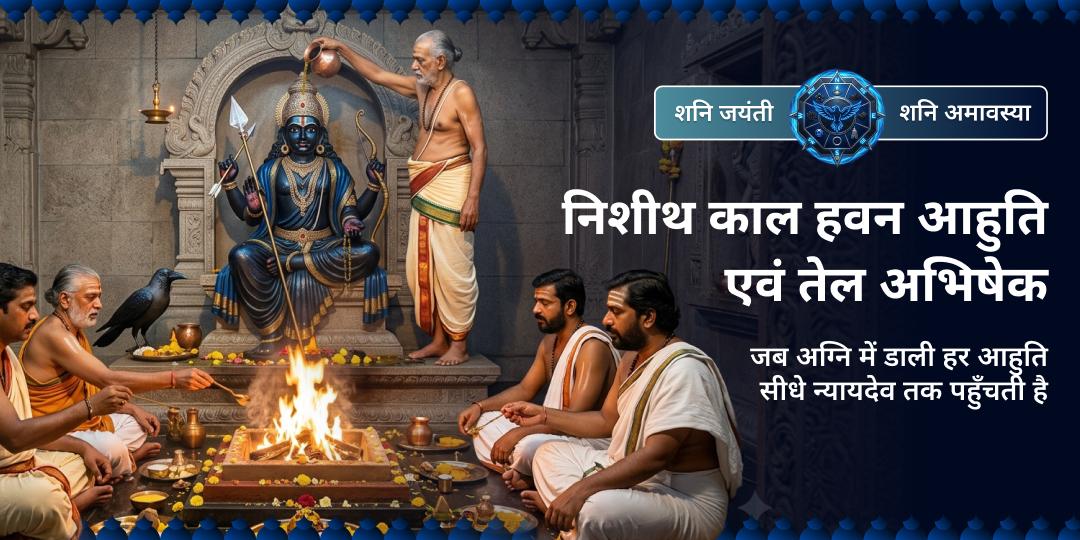 इस 'शनि जयंती' निशीथ काल में पवित्र हवन-अग्नि में आहुति दें और तेल अभिषेक से शनिदेव की उग्र शक्ति को करुणा में बदलें!