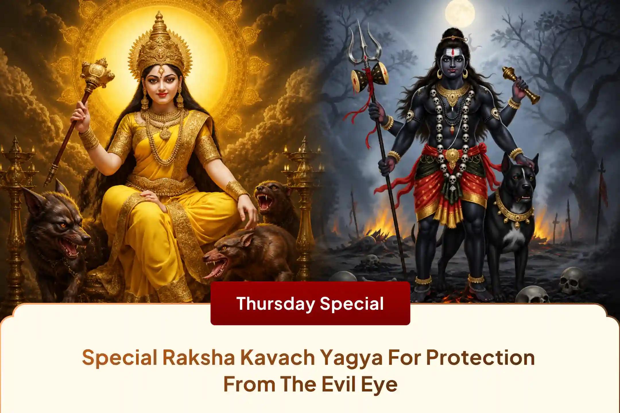 🧿 Do you want protection from the evil eye? Then this Thursday, participate in the divine Yagya and Havan of Shri Batuk Bhairav and Maa Bagalamukhi and receive blessings of protection and positive energy in life. ✨