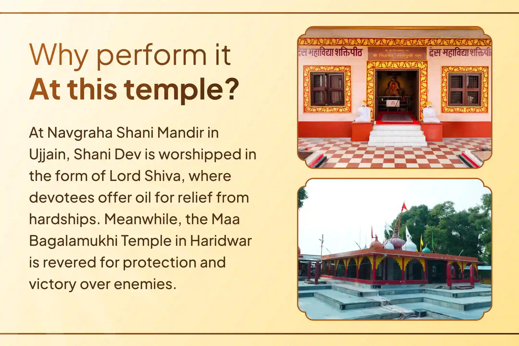 This Shani Amavasya, seek blessings for victory over enemies and success in legal matters. Participate LIVE in this special ritual organized at Shri Navgraha Shani Mandir, Ujjain, and Siddhapeeth Maa Bagalamukhi Temple, Haridwar.