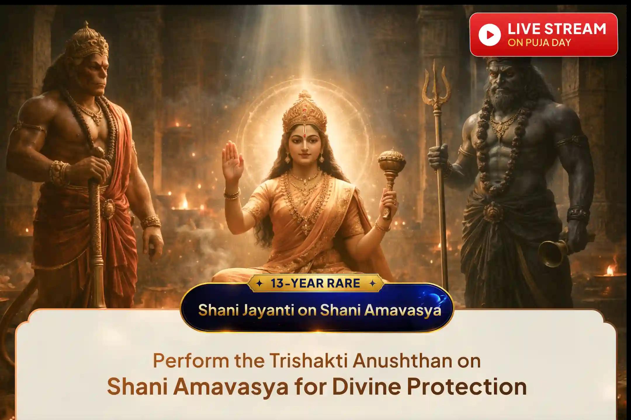 🪐 On the rare coincidence of Shani Amavasya and Shani Jayanti, perform the powerful Bagalamukhi, Kaal Bhairav, and Hanuman Puja to destroy enemies, remove negativity, overcome obstacles, and invoke strong divine protection in life.