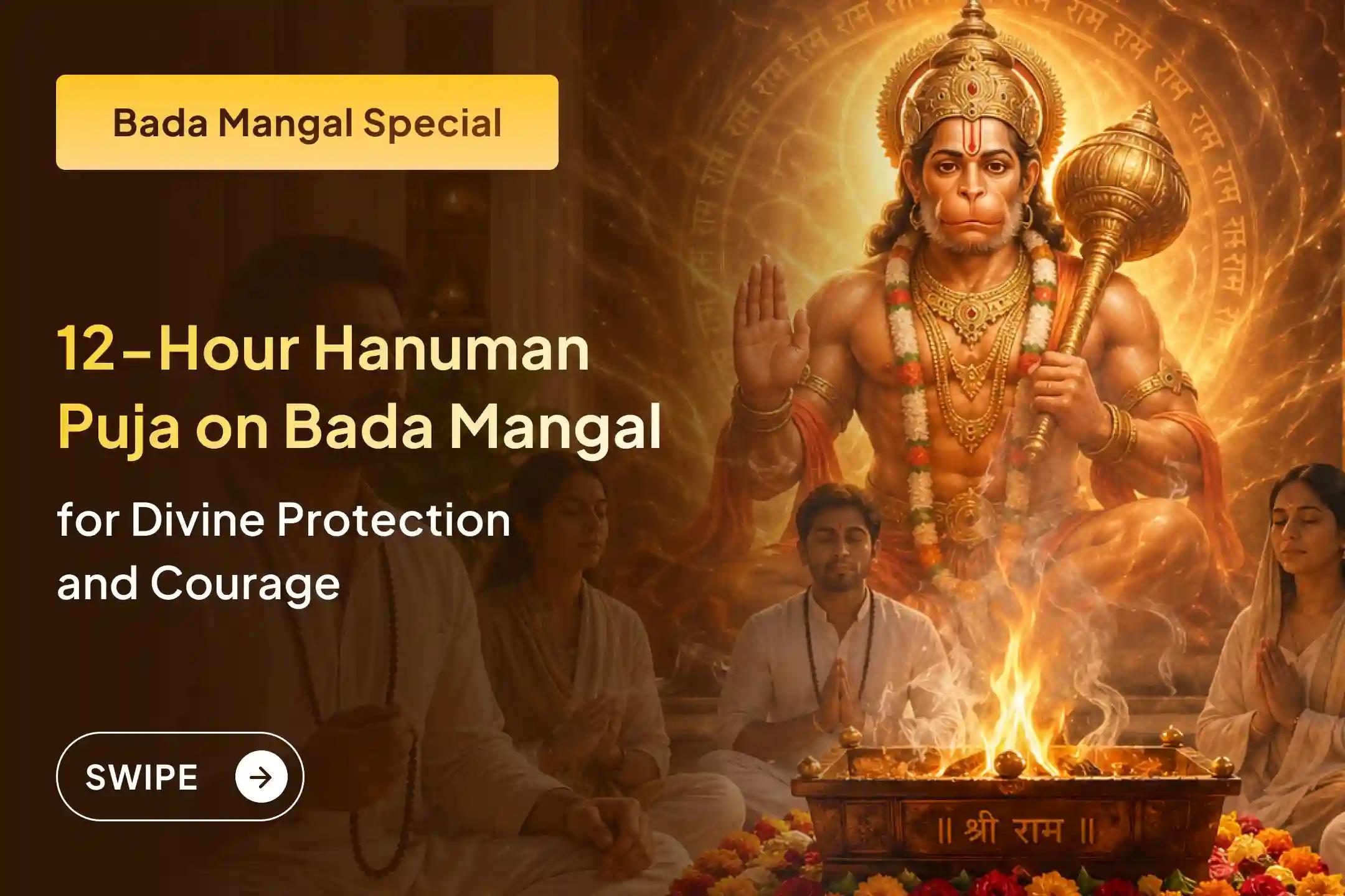 🔥 On the sacred occasion of Bada Mangal, offer the rare 21 kg Sindoor Chola adorned with Chandi Vark to Hanuman Ji and receive his divine protection, strength, and blessings for victory over life’s struggles. 