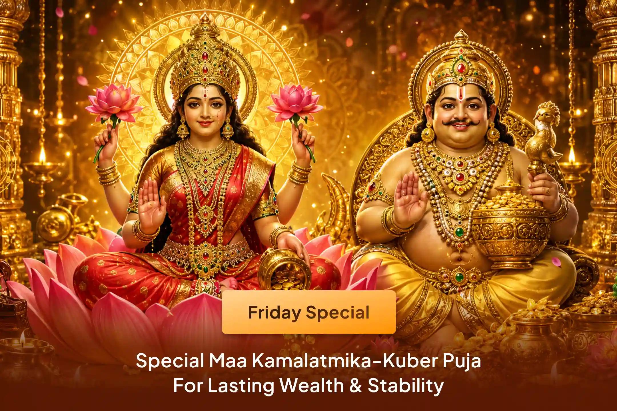 🔱 On the sacred occasion of Adhik Maas, receive divine blessings of wealth, prosperity, and stability through the combined worship of Maa Kamalatmika and Kuber.