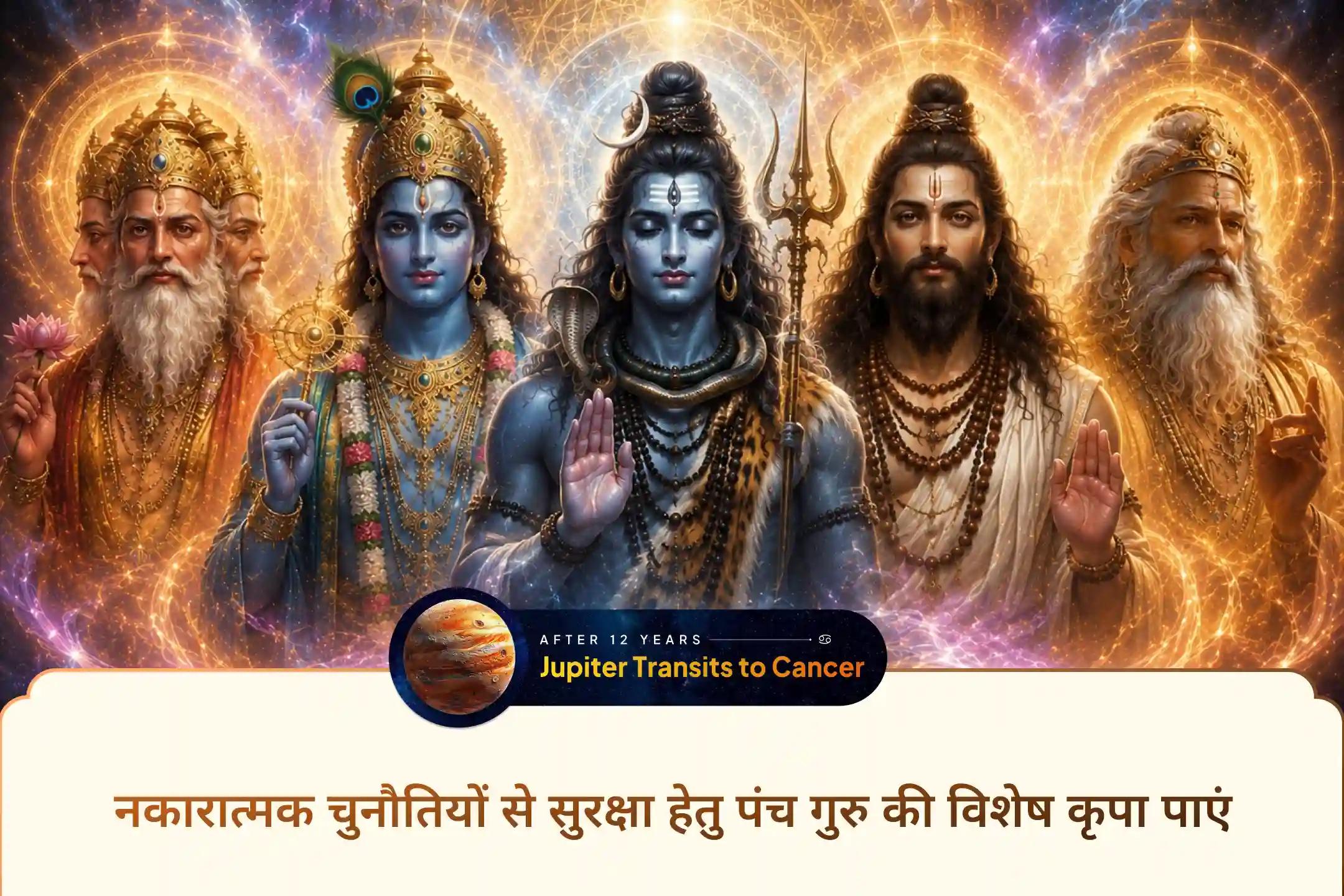 🪐 जब जीवन में बार-बार बाधाएं, मानसिक भ्रम और नकारात्मक चुनौतियां बढ़ने लगें, तब पंच गुरु की संयुक्त कृपा जीवन में सकारात्मक बदलाव और दिव्य सुरक्षा प्रदान करने वाली मानी जाती है। इस विशेष गुरु गोचर पूजा में भाग लेकर पाएं गुरु कृपा का आशीर्वाद।
