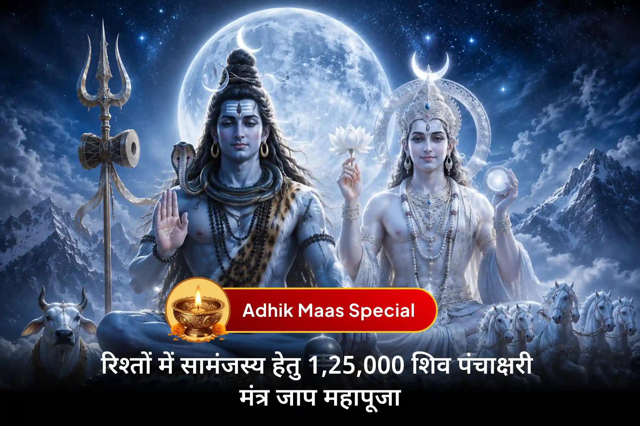 🌕 अधिक मास की इस दुर्लभ पूर्णिमा रात्रि पर भगवान शिव और चंद्र देव की कृपा प्राप्त करें तथा भावनात्मक शांति, रिश्तों में सामंजस्य, पारिवारिक सुख और मानसिक सुकून का आशीर्वाद पाएं। 🌕