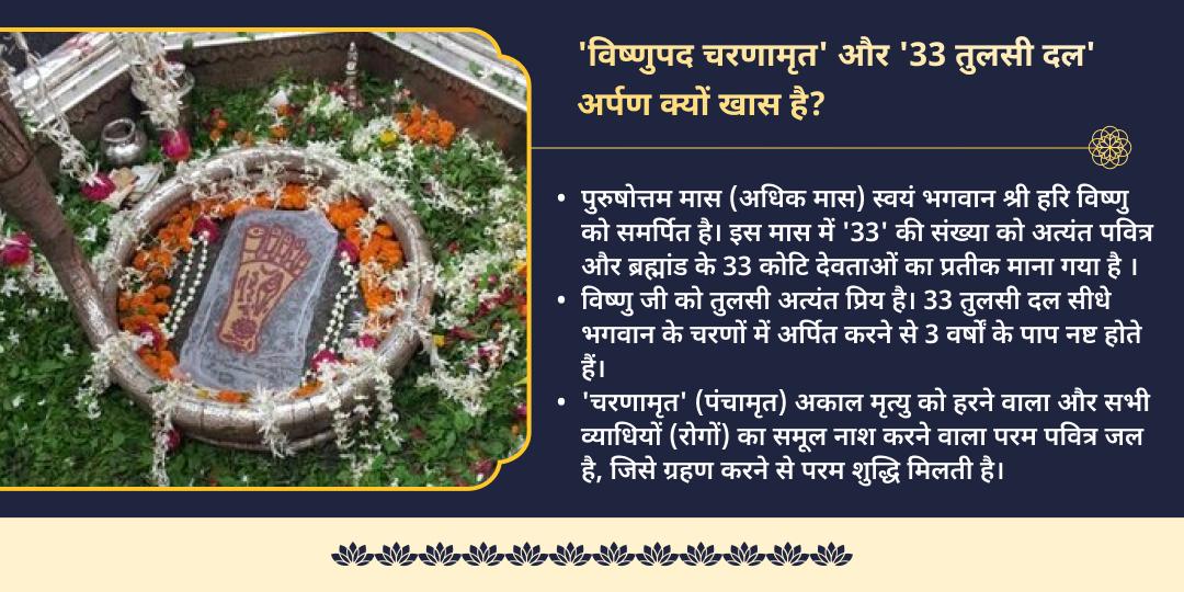 पुरुषोत्तम पूर्णिमा विष्णुपद चरणामृत एवं 33 तुलसी दल अर्पण