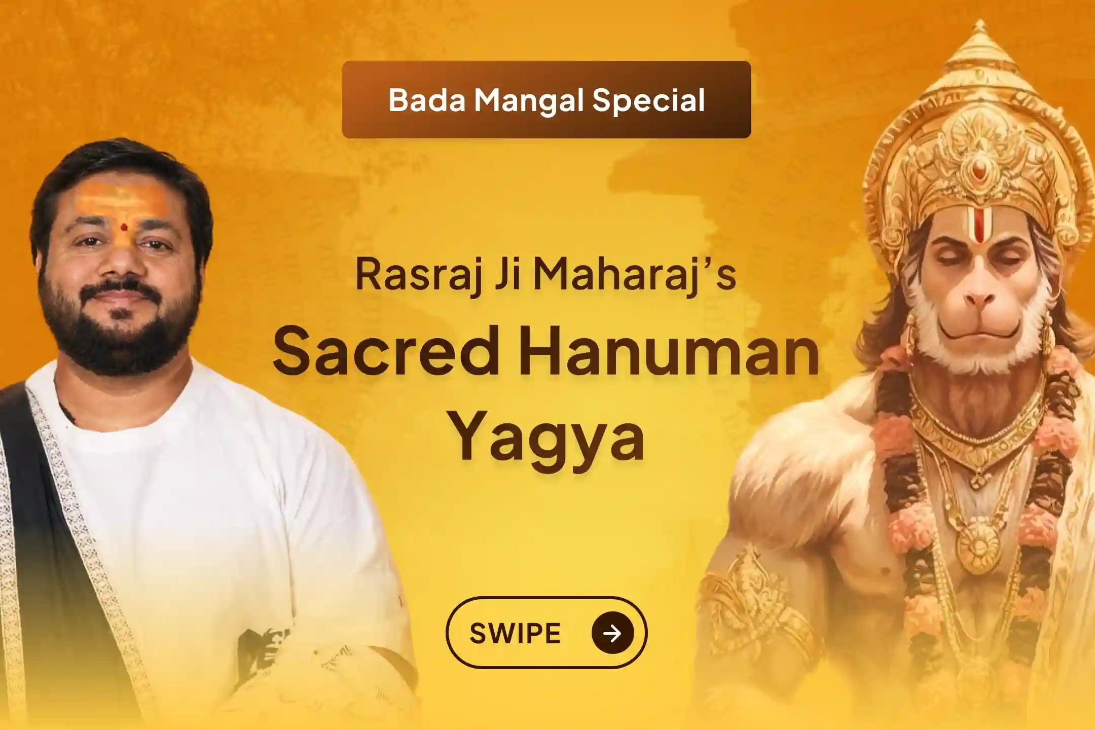 🔱 This Bada Mangal, seek Lord Hanuman’s unstoppable protection through Rasraj Ji Maharaj’s sacred Hanuman Chalisa Maha Yagya.