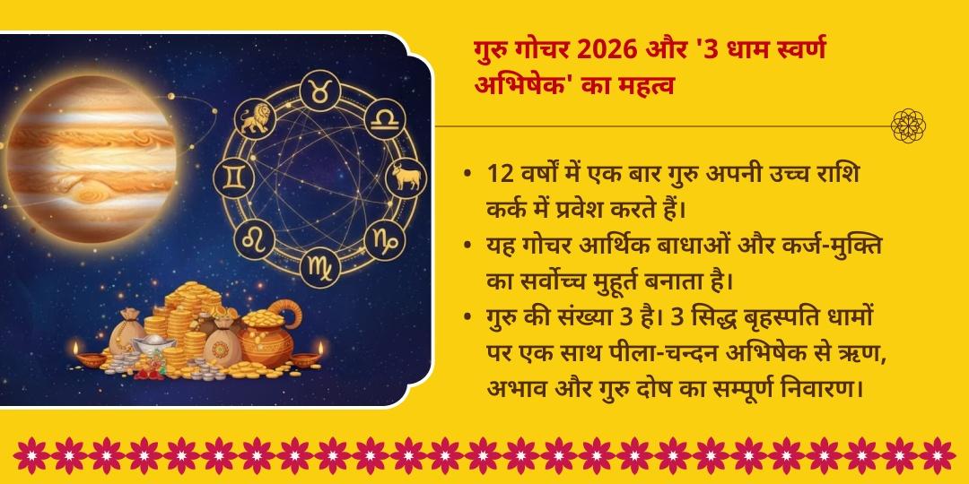 गुरु गोचर स्वर्ण गुरु प्राप्ति 3 बृहस्पति धाम पीला-चन्दन महा अभिषेक