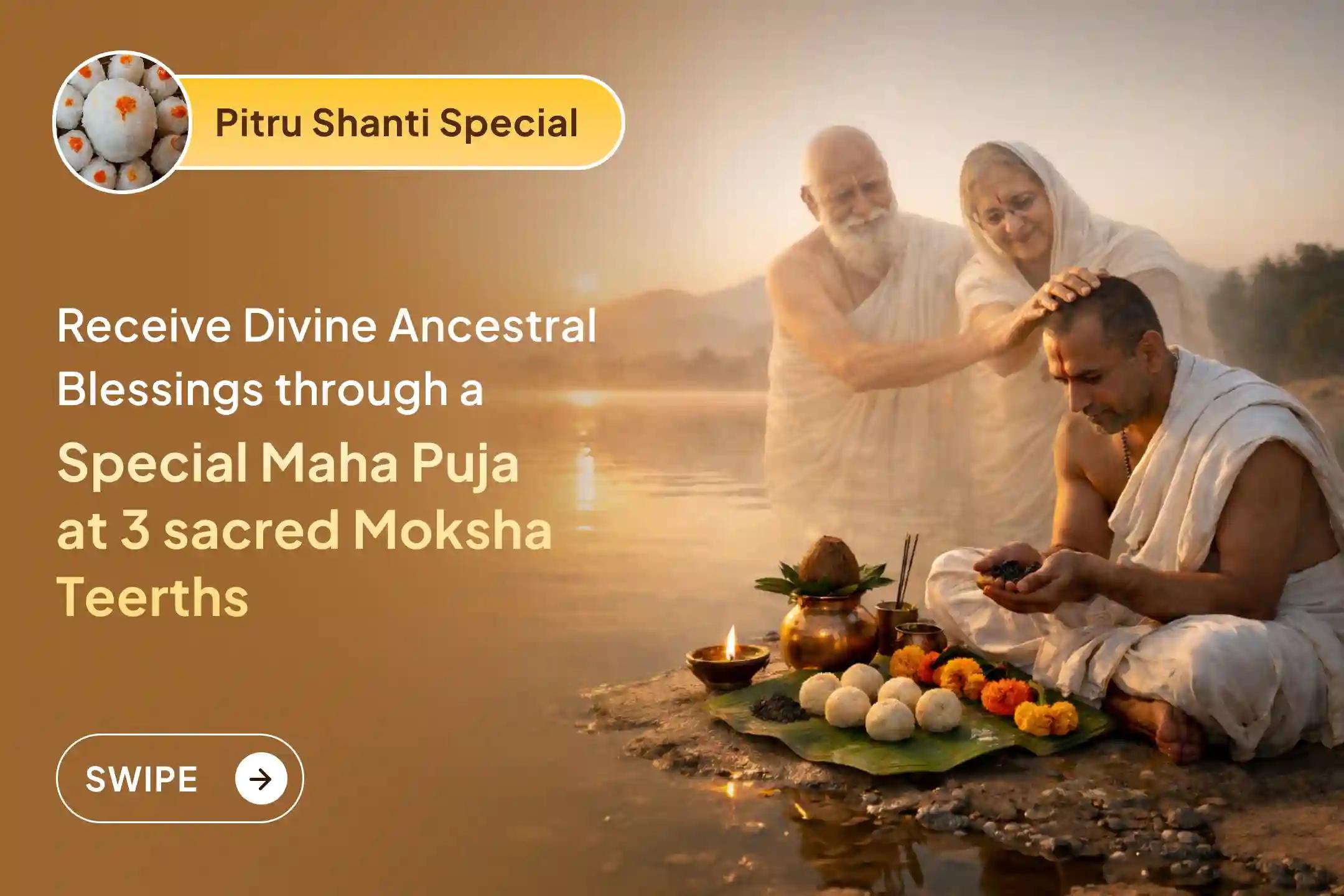 🕉️ When the sacred energy of 3 divine Moksha Teerths combines with the spiritual merit of Adhik Maas Purnima, this Pitru Shanti Yagya is believed to help calm life’s obstacles and open the path to ancestral blessings and inner peace.
