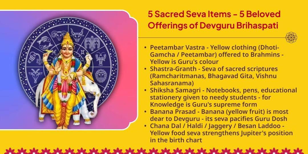 Guru Gochar Yellow Vastra, Shastra-Gyan items & Bhojan Mahaseva