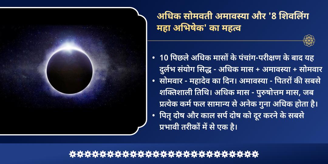 अधिक सोमवती अमावस्या  8 शिवलिंग महा अभिषेक