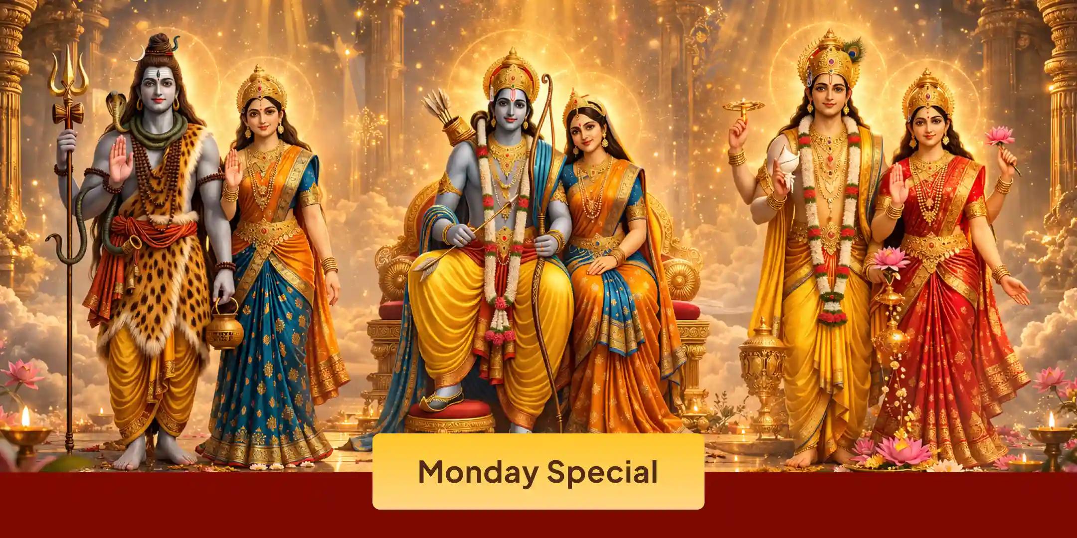 Lakshmi Narayan, Shiv Parvati, Sita Ram. 3 couples Maha Aarti