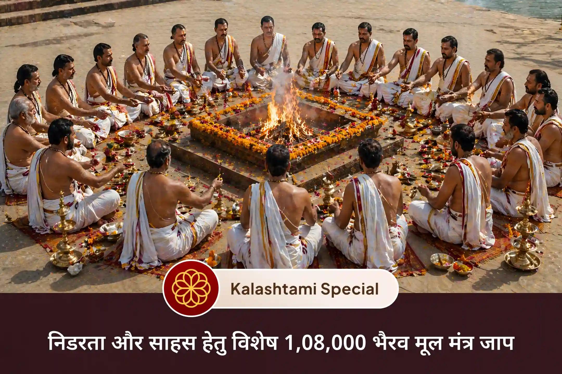 जब 21 ब्राह्मण मिलकर 1,08,000 भैरव मंत्रों का जाप करते हैं, तो उसकी शक्ति कई गुना बढ़ जाती है- इस कालाष्टमी इस दिव्य साधना से जुड़कर अपने जीवन की बाधाओं को दूर करें और निडर बनें। 