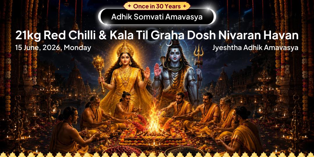 Somvati Amavasya 21kg Red Chilli Nazar Dosh Havan - 21kg Rudra Kala Til Graha Dosh Nivaran Havan