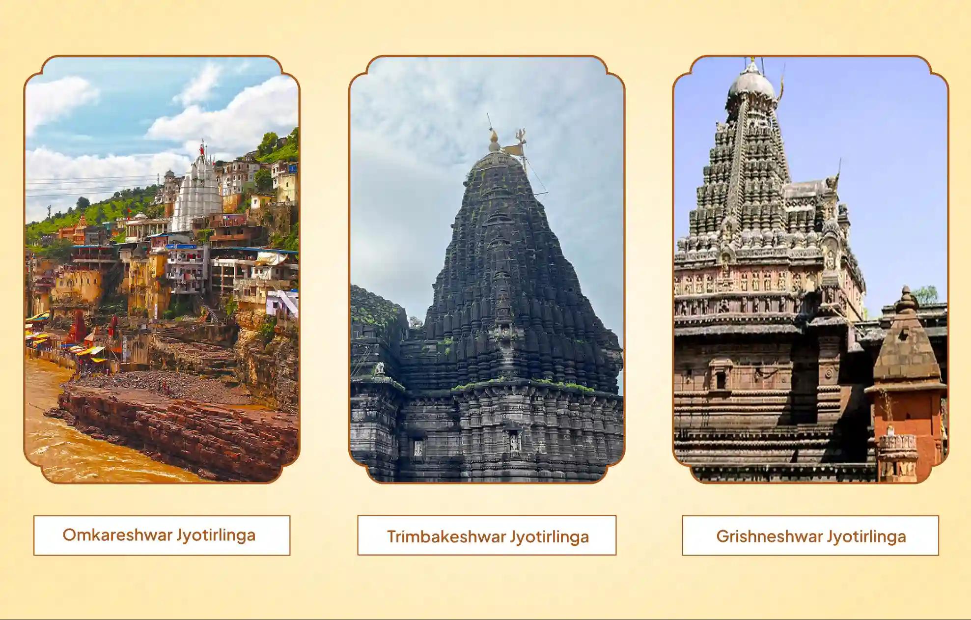 Shri Omkareshwar Jyotirlinga Temple, Trimbakeshwar Jyotirlinga, Grishneshwar Jyotirlinga,Khandwa, Nashik, Aurangabad
