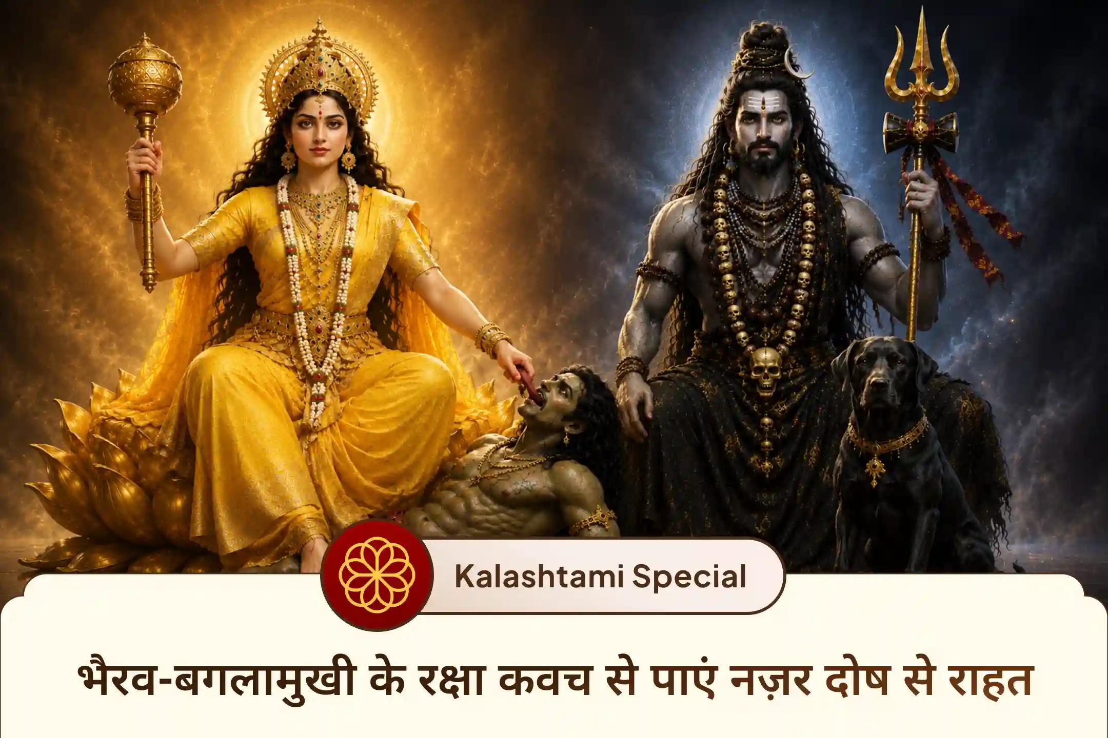 🙏 इस कालाष्टमी भैरव-बगलामुखी रक्षा कवच यज्ञ में भाग लेकर भगवान भैरव और मां बगलामुखी के आशीर्वाद से अपने जीवन से नकारात्मक ऊर्जा और नज़र दोष से राहत पाएं।