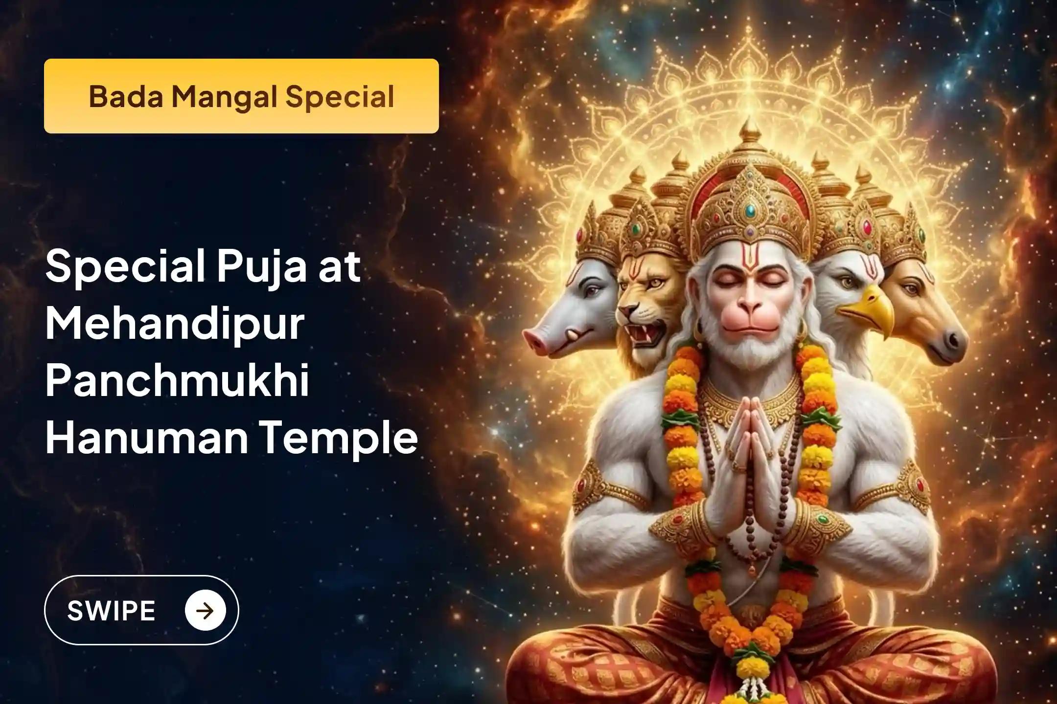 🙏 If you are troubled by Nazar Dosh, enemies, or hidden obstacles, join the Nazar Dosh Nivaran Puja at Mehandipur Panchmukhi Hanuman Temple on this Final Bada Mangal and seek the divine blessings of Lord Hanuman.
