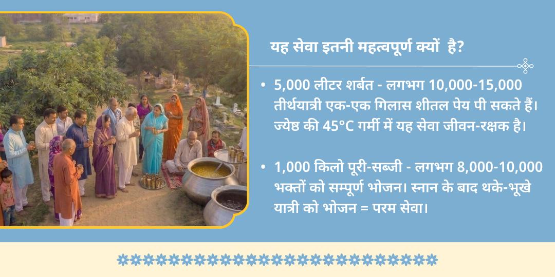 अधिक सोमवती अमावस्या 5000L शर्बत एवं 1000Kg पुरी-सब्जी महासेवा