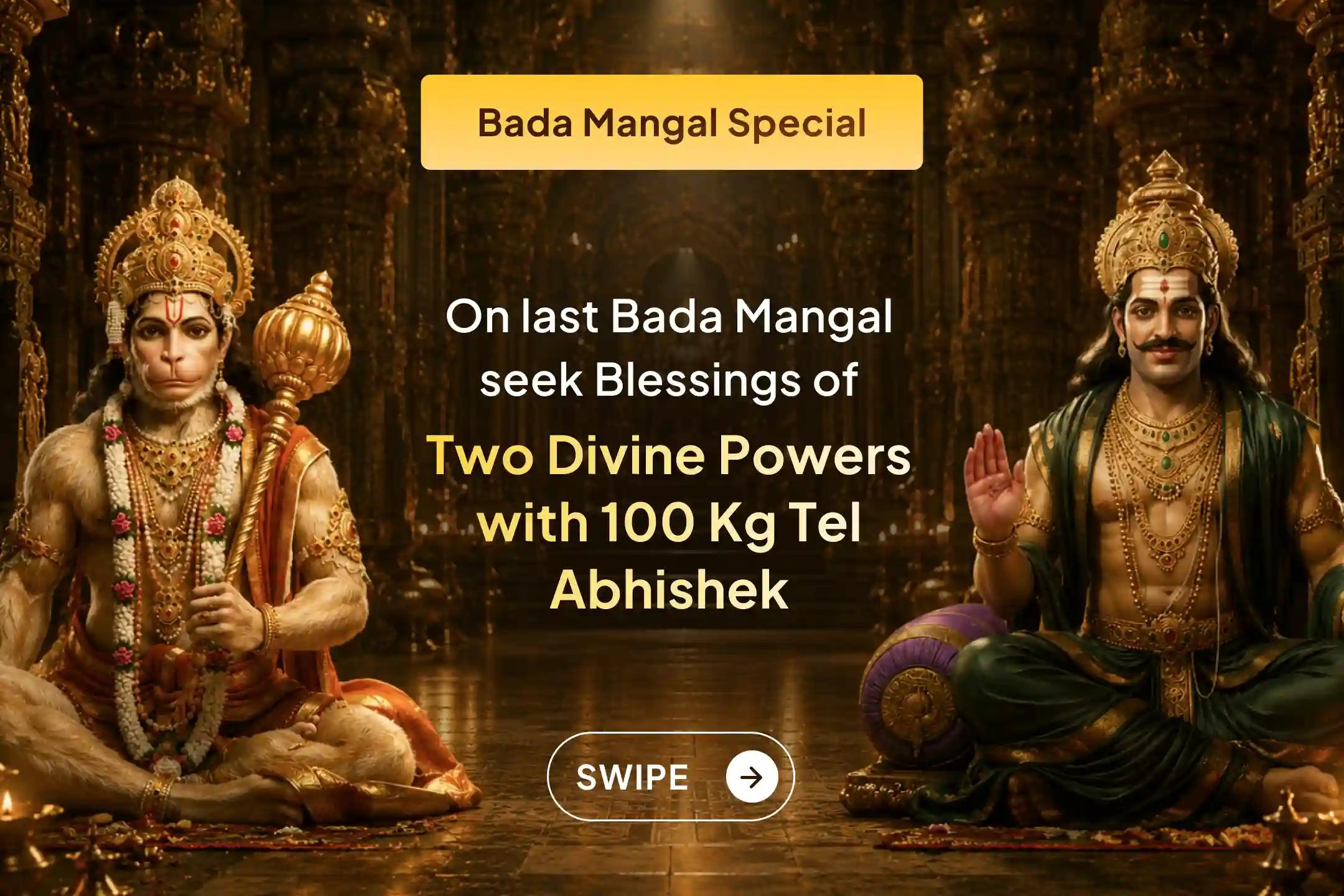 On Last Bada Mangal, seek Hanuman Ji and Shani Dev’s blessings for protection, peace, and renewed strength 