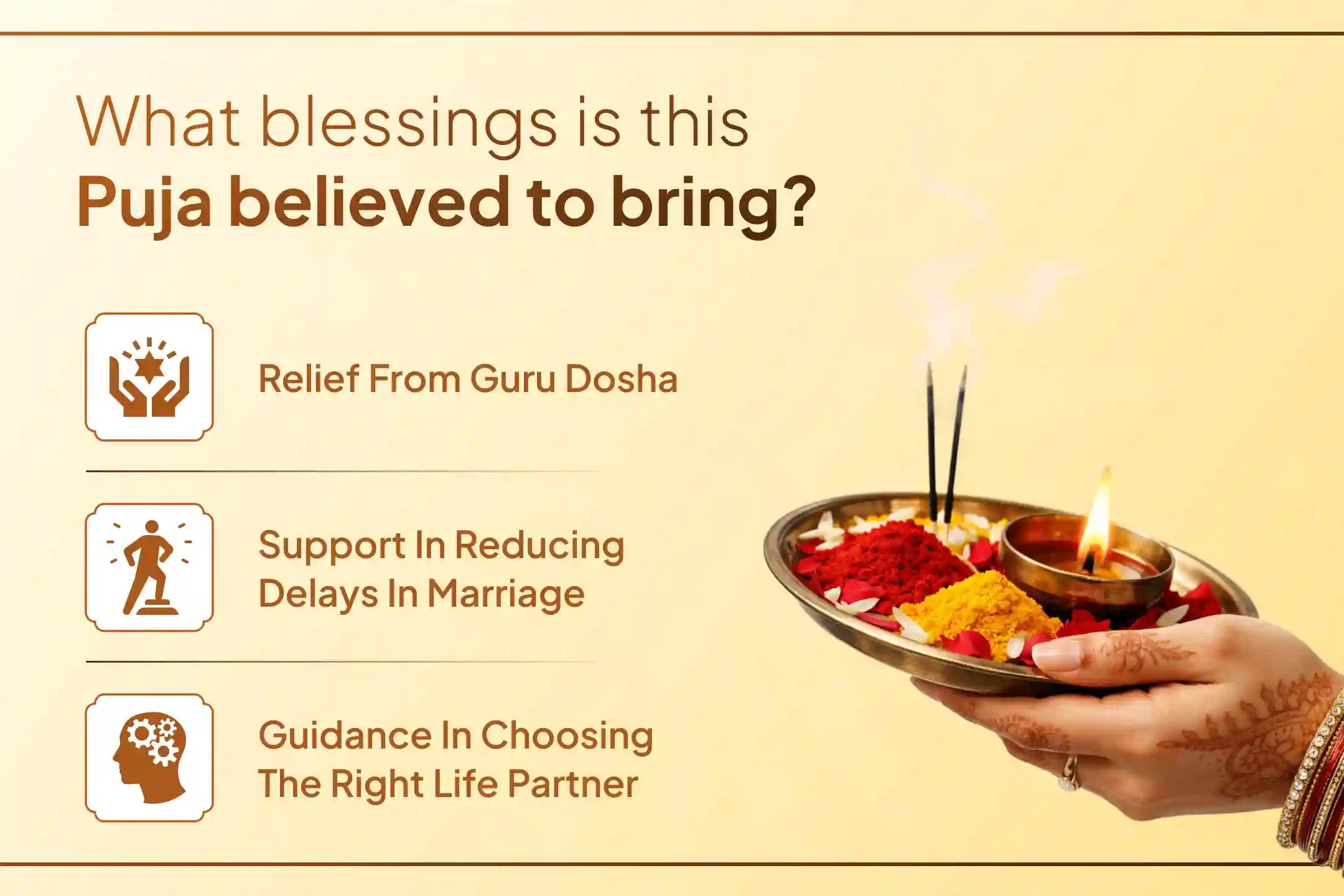 💍🕉️ Participate in this special Marriage Blessing Puja and seek spiritual support to reduce delays in marriage and overcome relationship challenges associated with Guru Dosha.