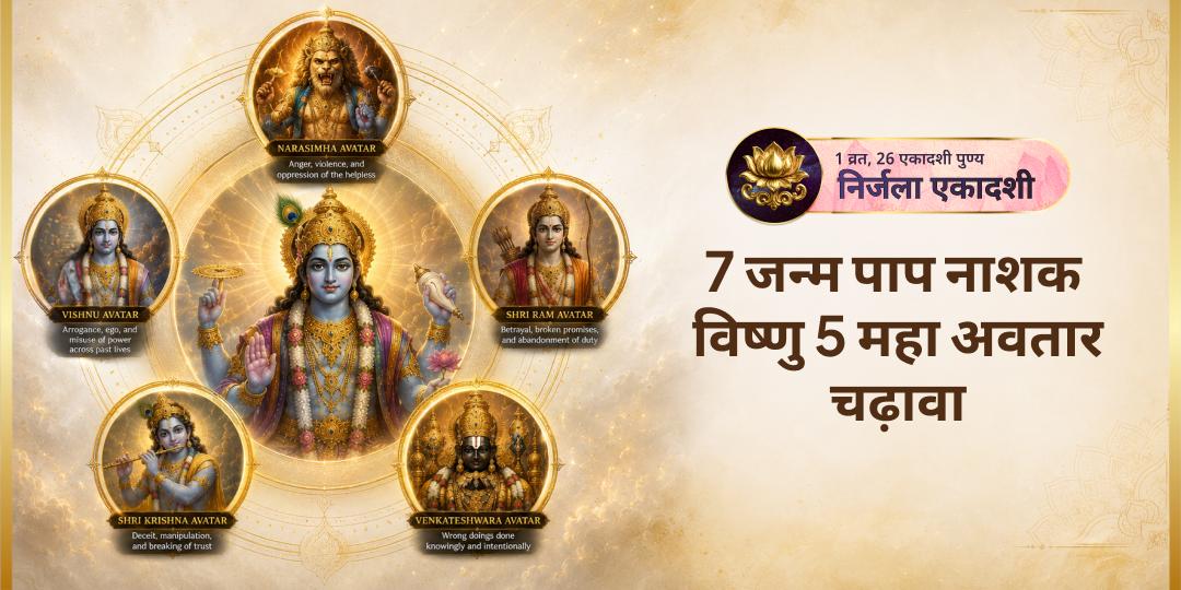 26 एकादशी में श्रेष्ठ निर्जला एकादशी पर विष्णु 5 महा अवतारों को अर्पण कर - 7 जन्मों के संचित कर्म दोषों एवं पापों का नाश करें!