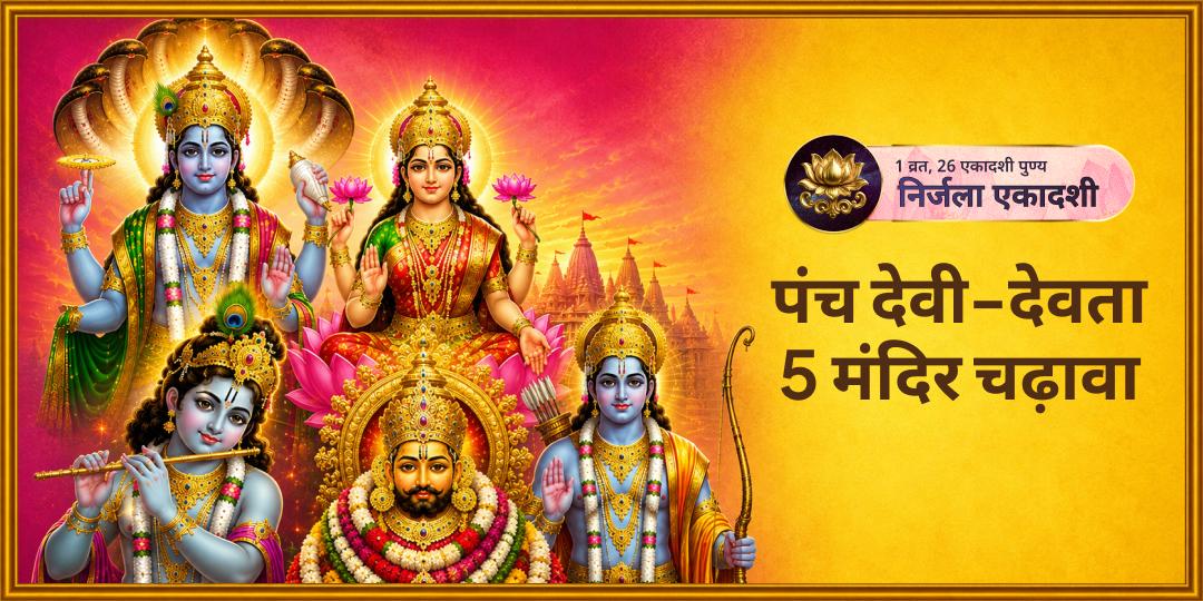 26 एकादशी का पुण्य एकसाथ कमाएं - निर्जला एकादशी पर विष्णु पद, महालक्ष्मी शक्तिपीठ, खाटू धाम, राधा दामोदर एवं कामतानाथ में चढ़ावा करें। 