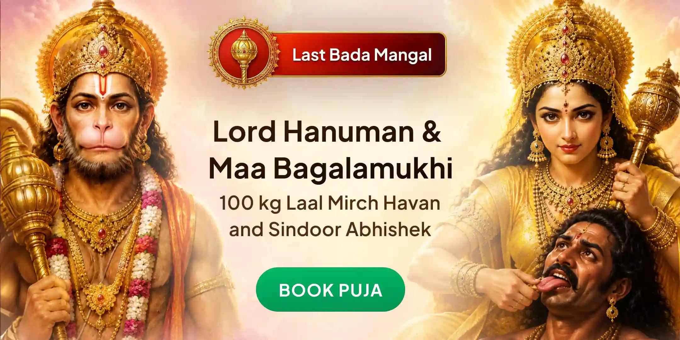 100 Kg Laal Mirch Bagalamukhi Havan and 100 Kg Hanuman Sindoor Abhishek and 100 Kg Chameli Tel Abhishek