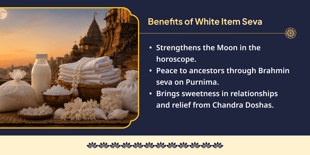 Somwar Purnima Chandra Dosha Shanti Kashi White Items Seva